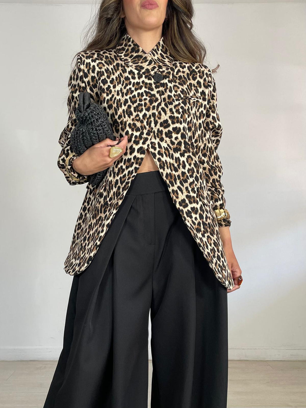 BLAZER LEOPARDO BOTÓN LATERAL