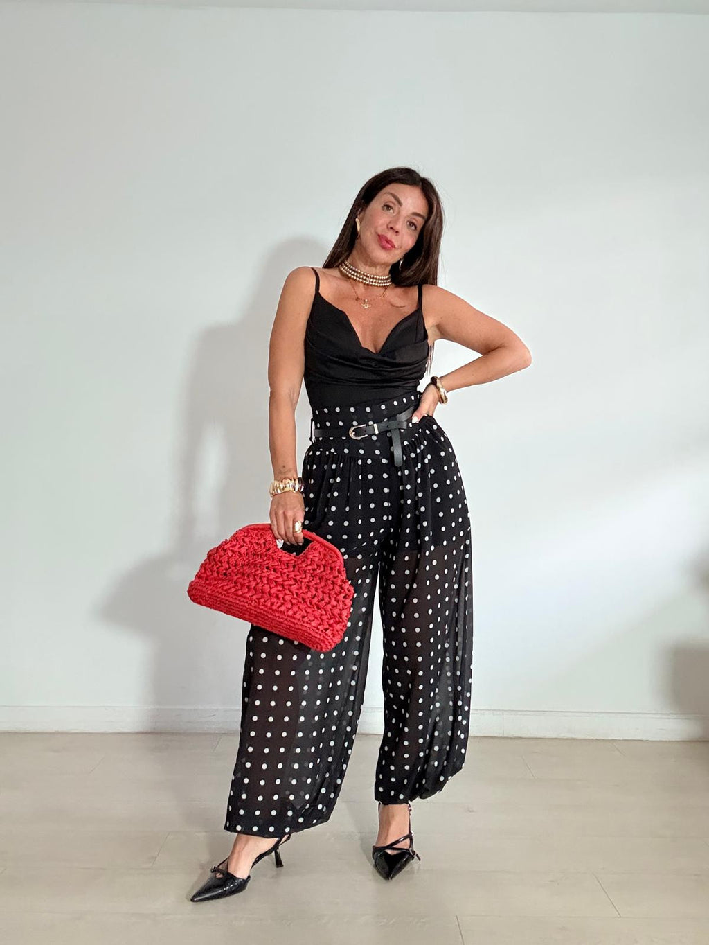 PANTALÓN BOMBACHO GASA + LUNARES
