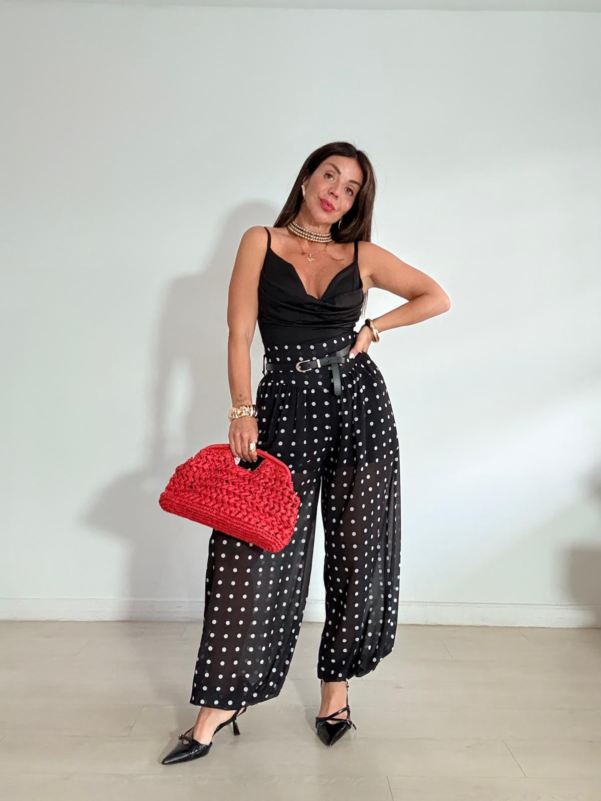 PANTALÓN BOMBACHO GASA + LUNARES