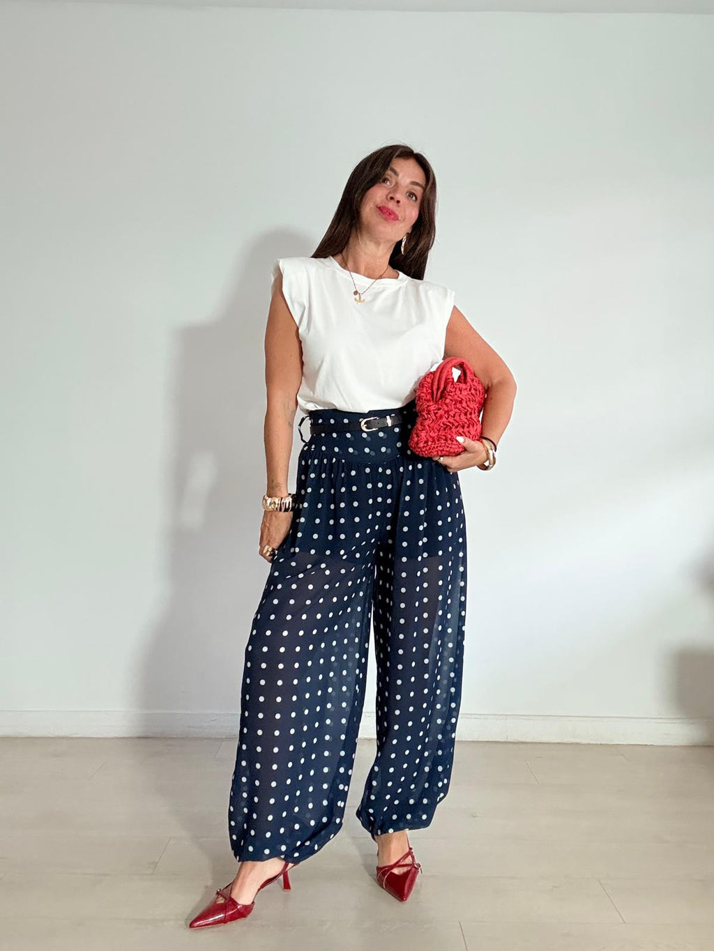 PANTALÓN BOMBACHO GASA + LUNARES