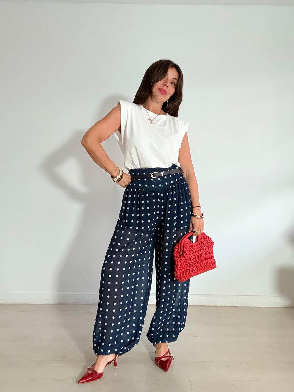PANTALÓN BOMBACHO GASA + LUNARES