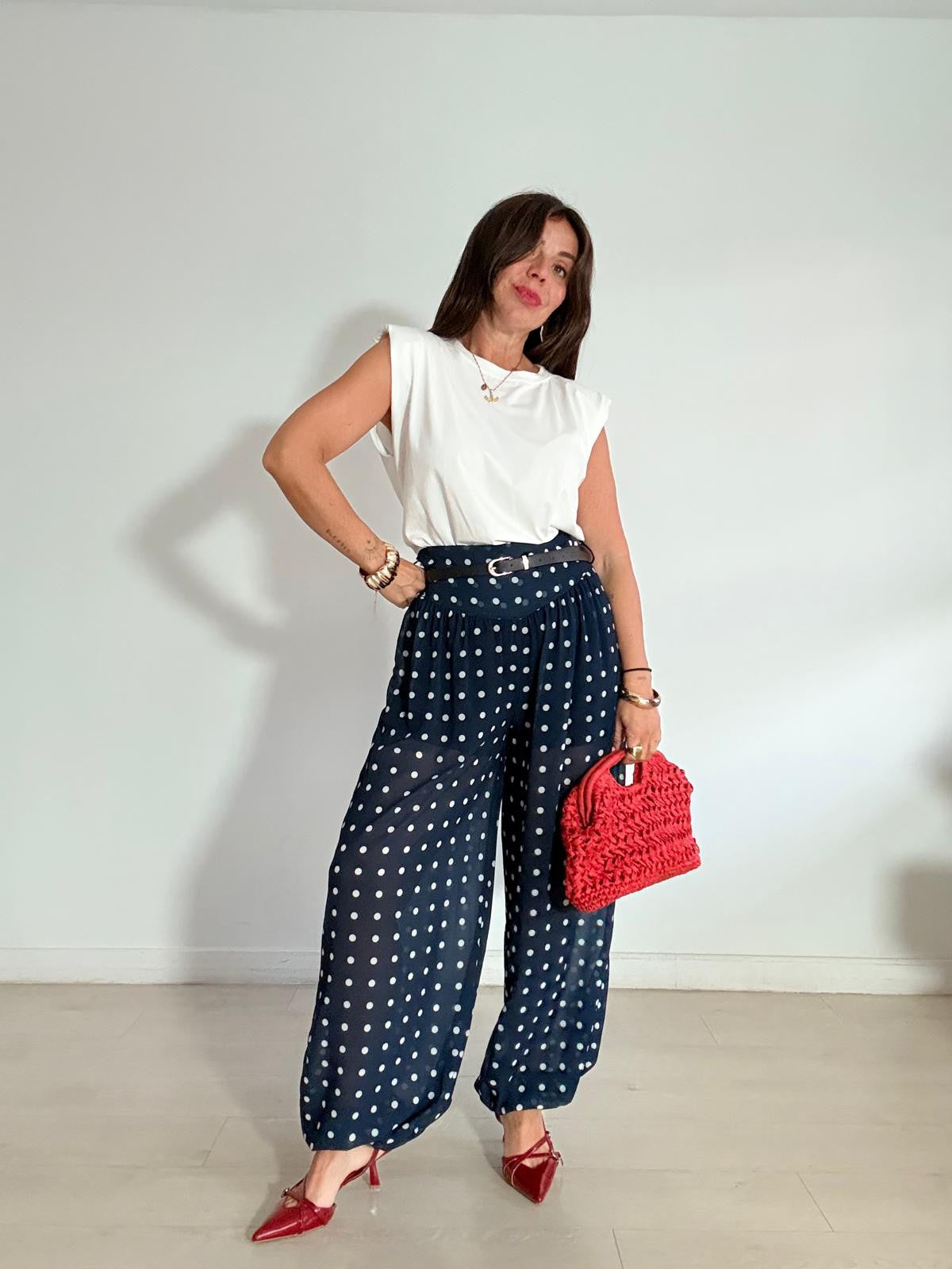 PANTALÓN BOMBACHO GASA + LUNARES