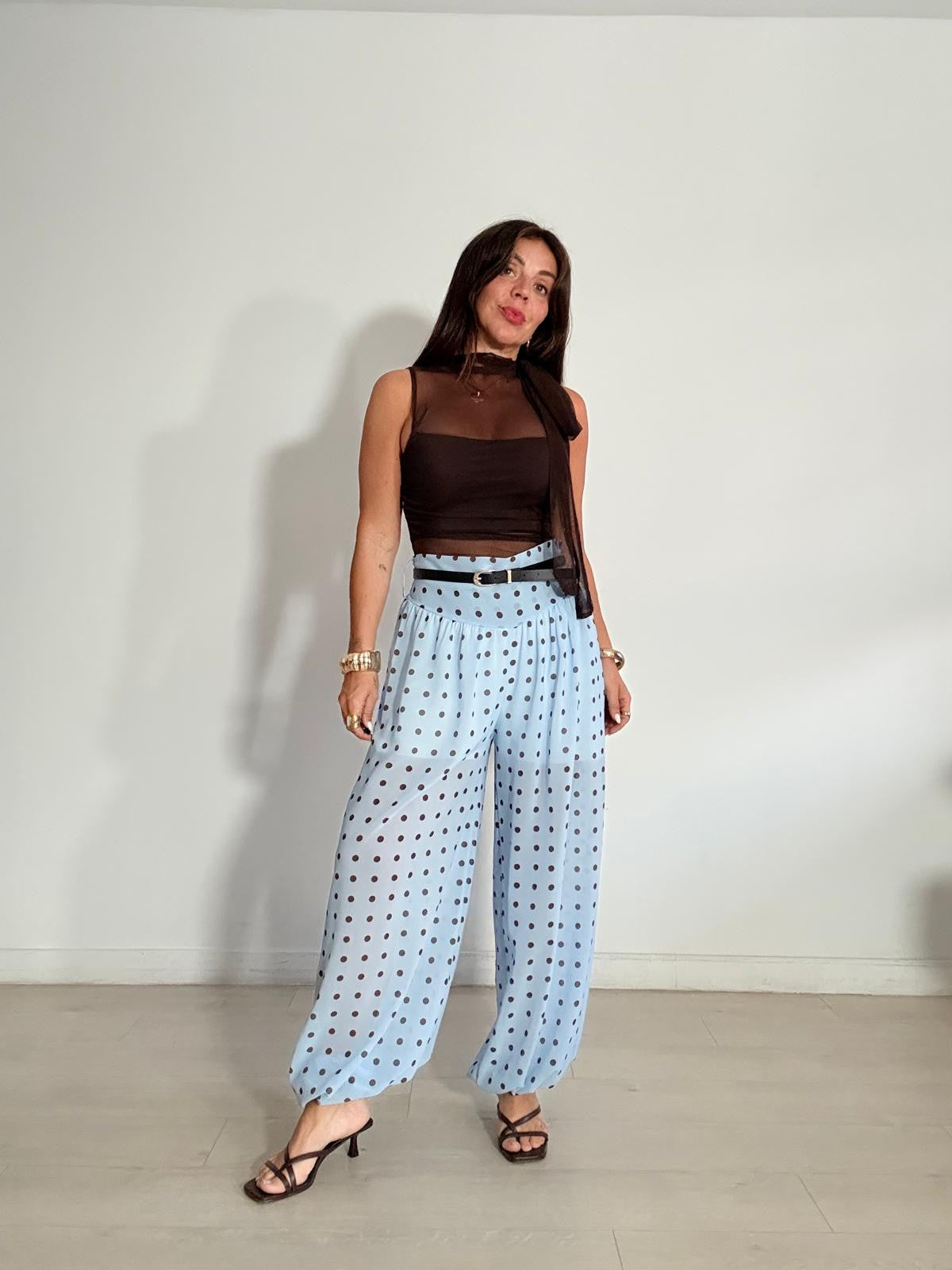 PANTALÓN BOMBACHO GASA + LUNARES
