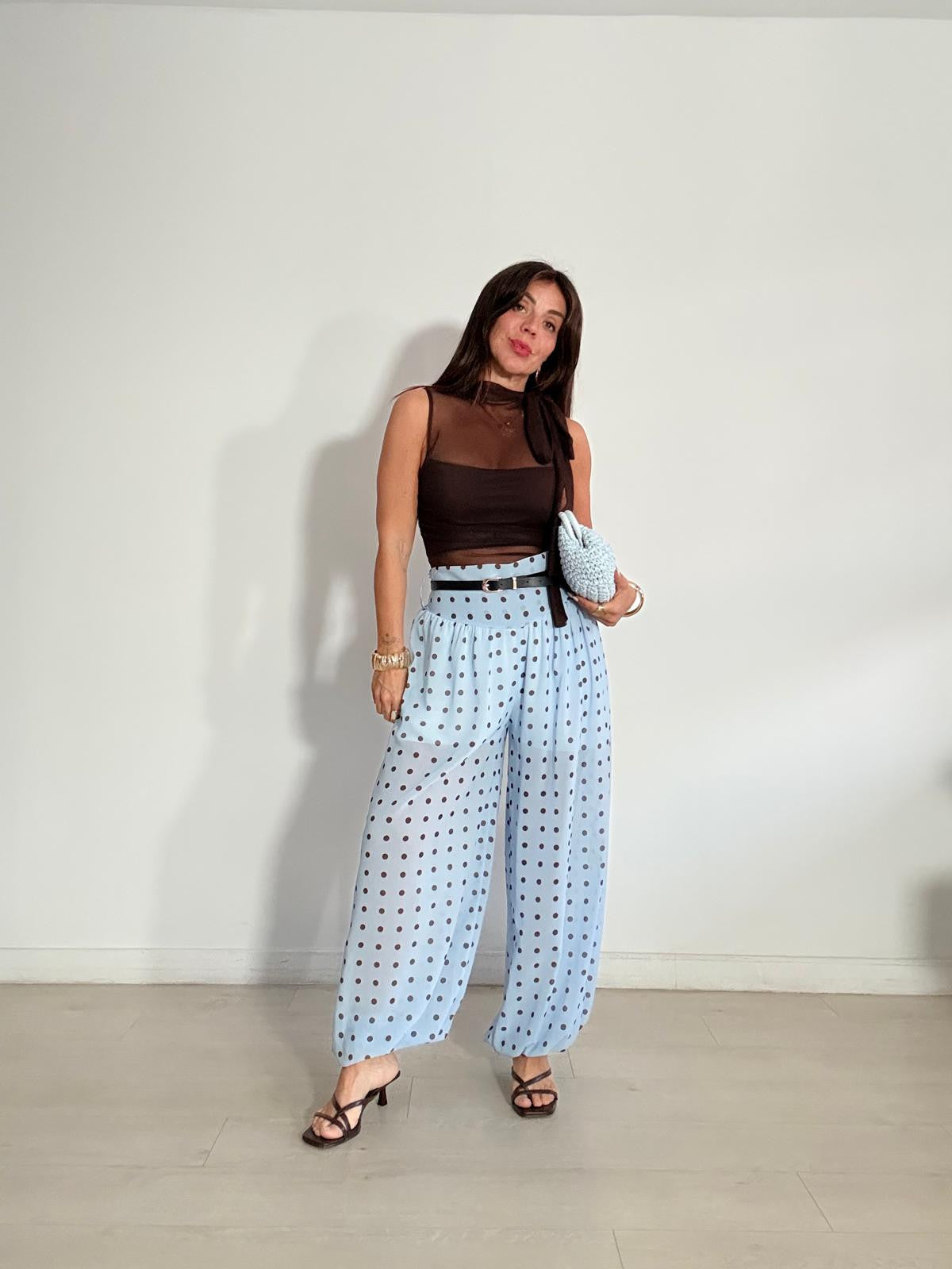 PANTALÓN BOMBACHO GASA + LUNARES