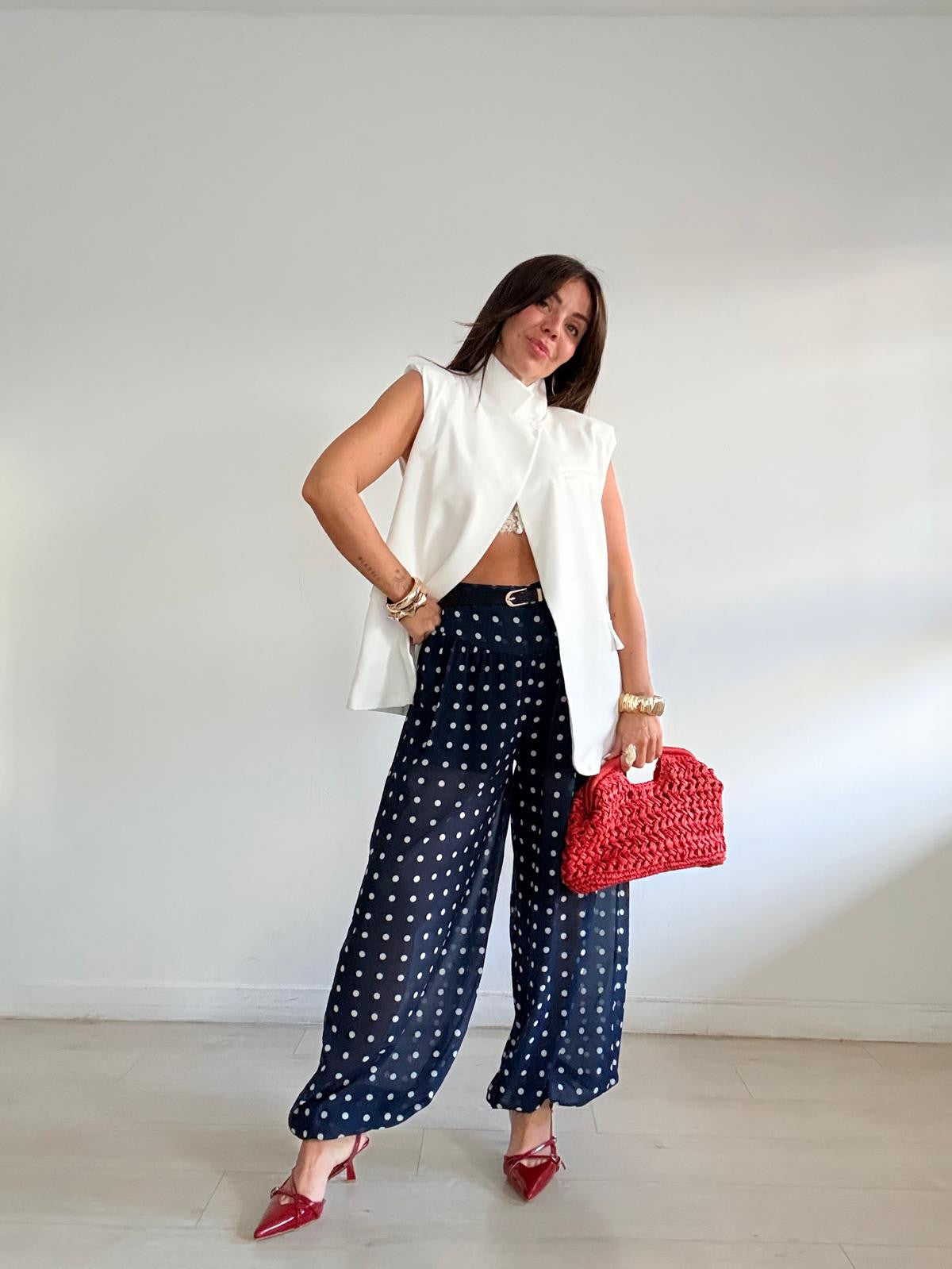 PANTALÓN BOMBACHO GASA + LUNARES