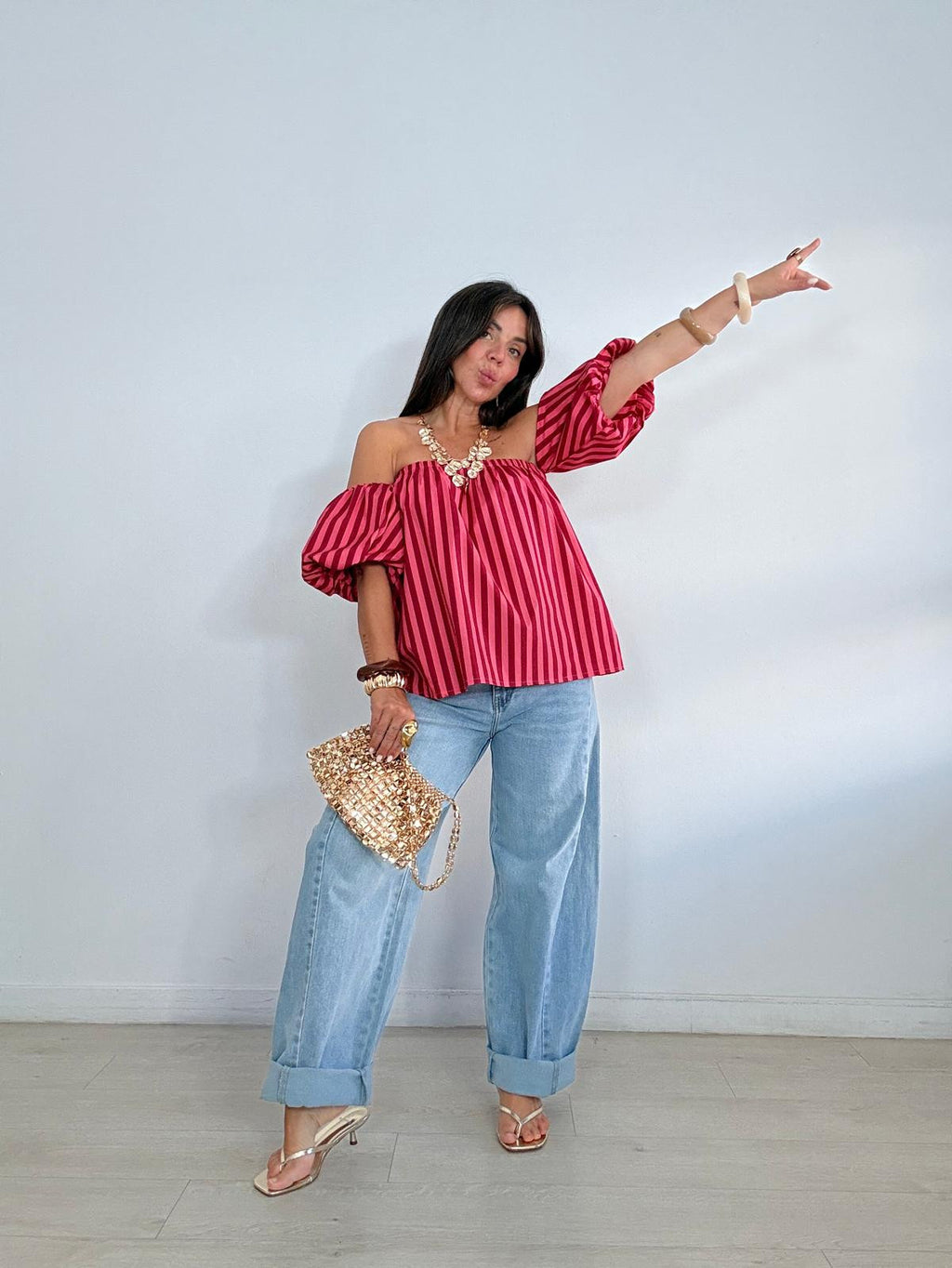 BLUSA RAYAS MANGAS GLOBO