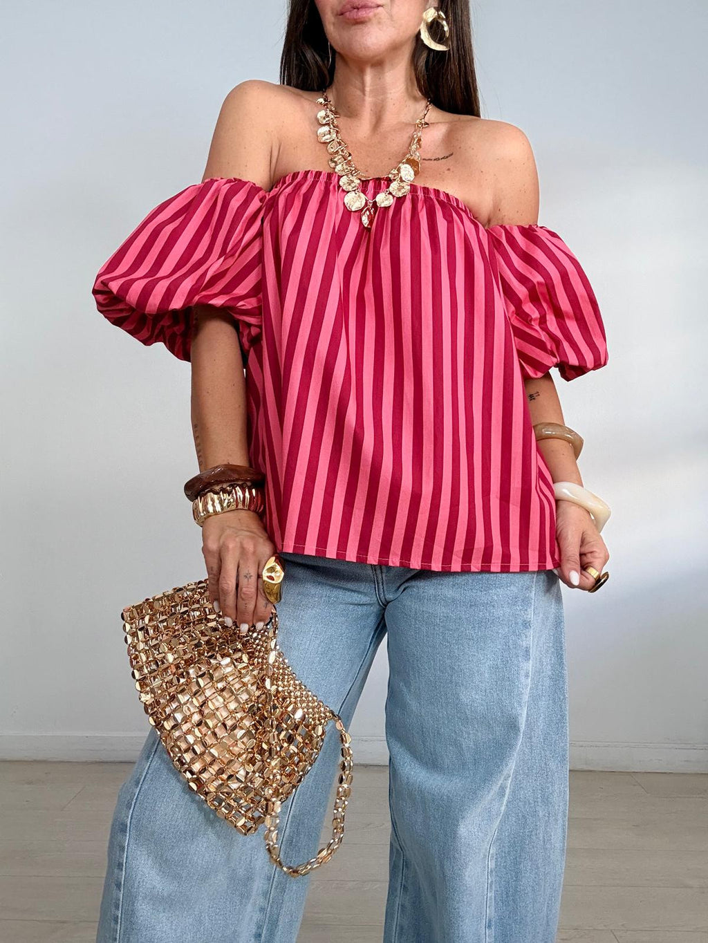 BLUSA RAYAS MANGAS GLOBO