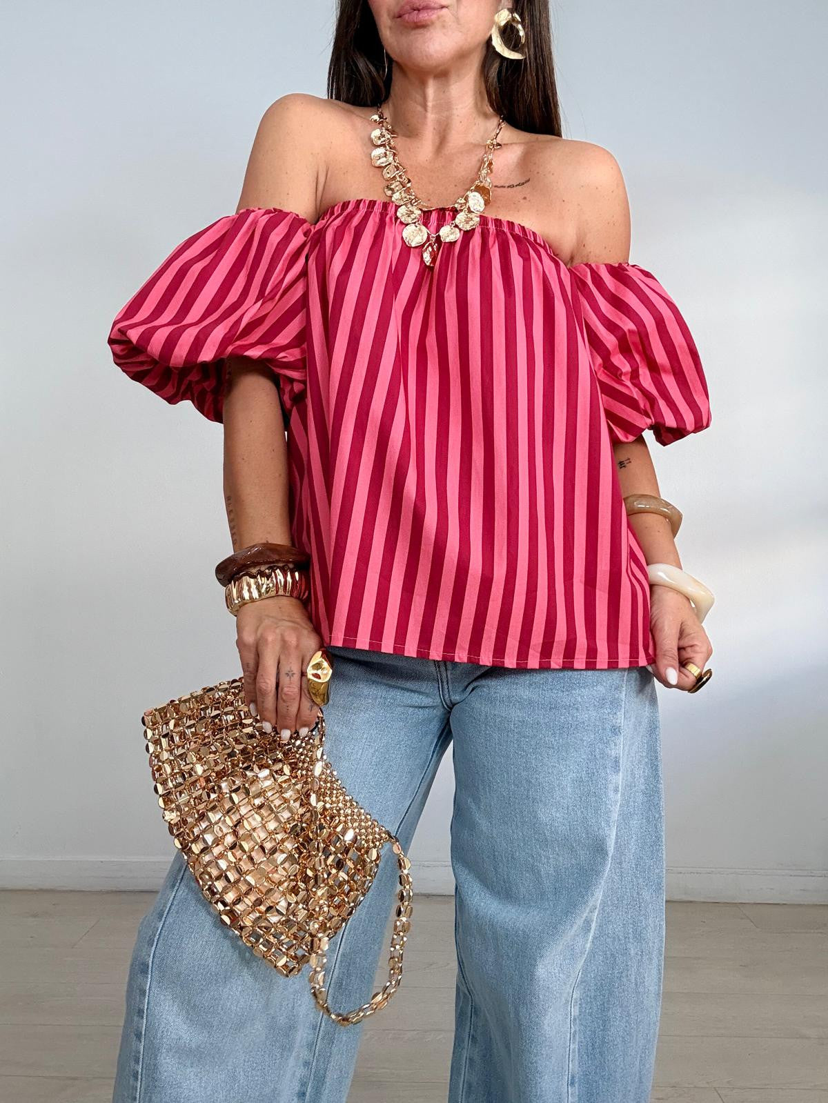 BLUSA RAYAS MANGAS GLOBO