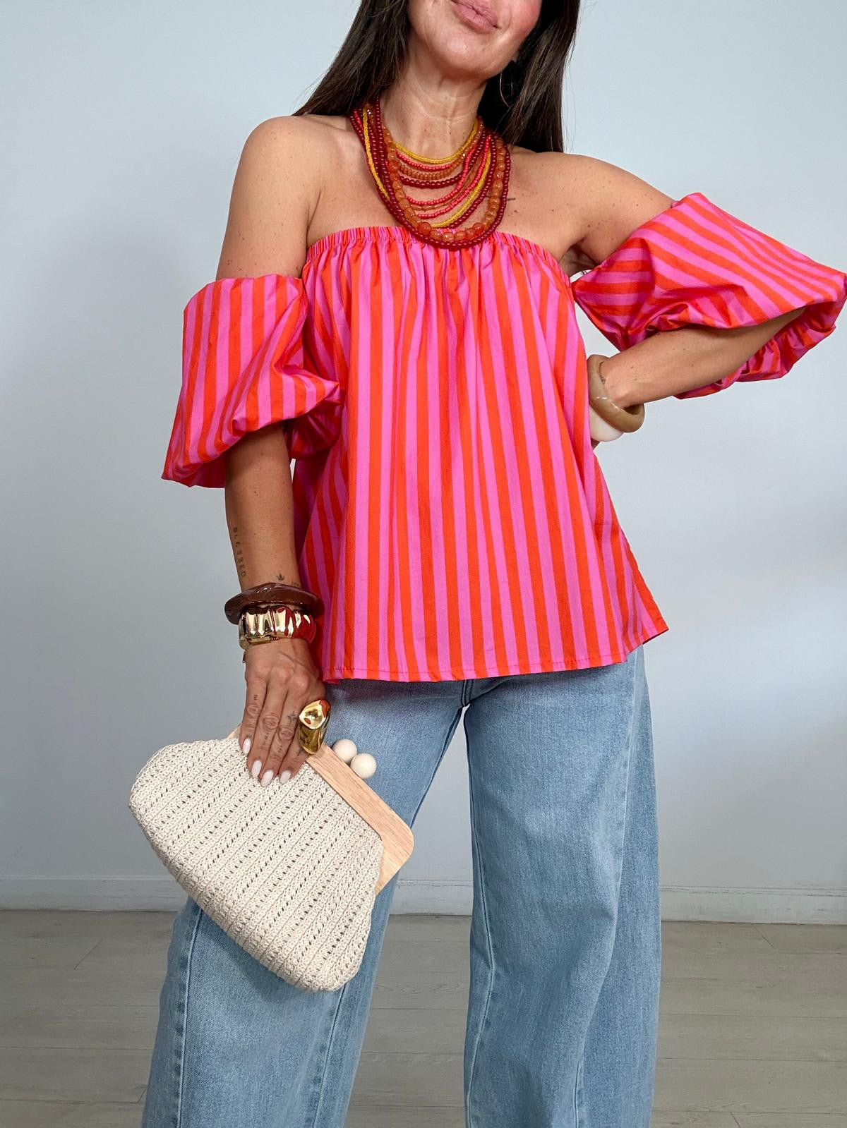 BLUSA RAYAS MANGAS GLOBO