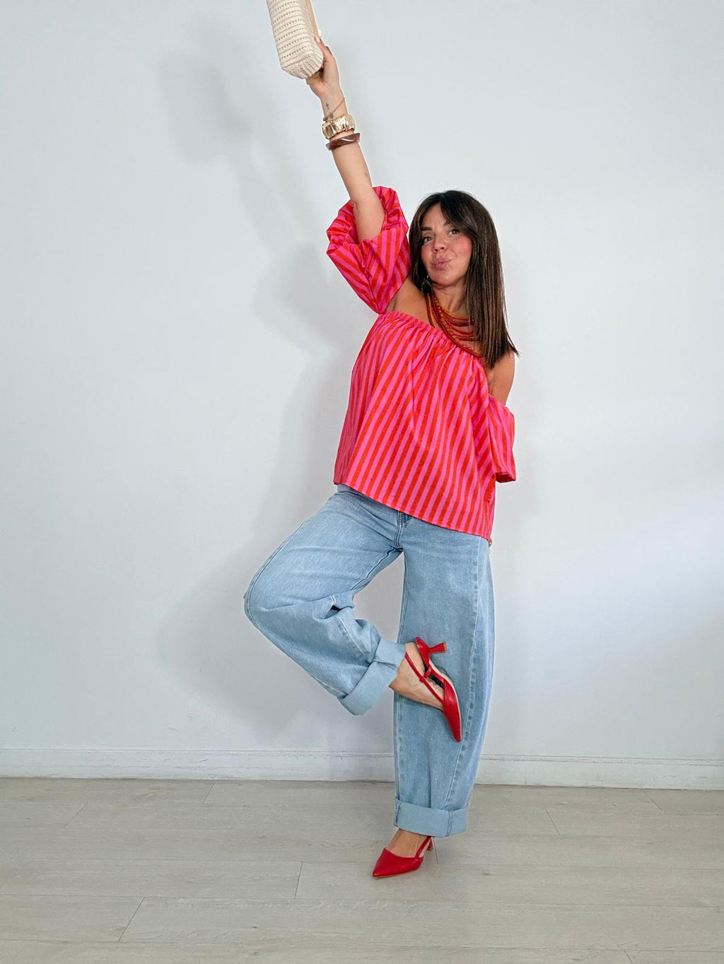 BLUSA RAYAS MANGAS GLOBO