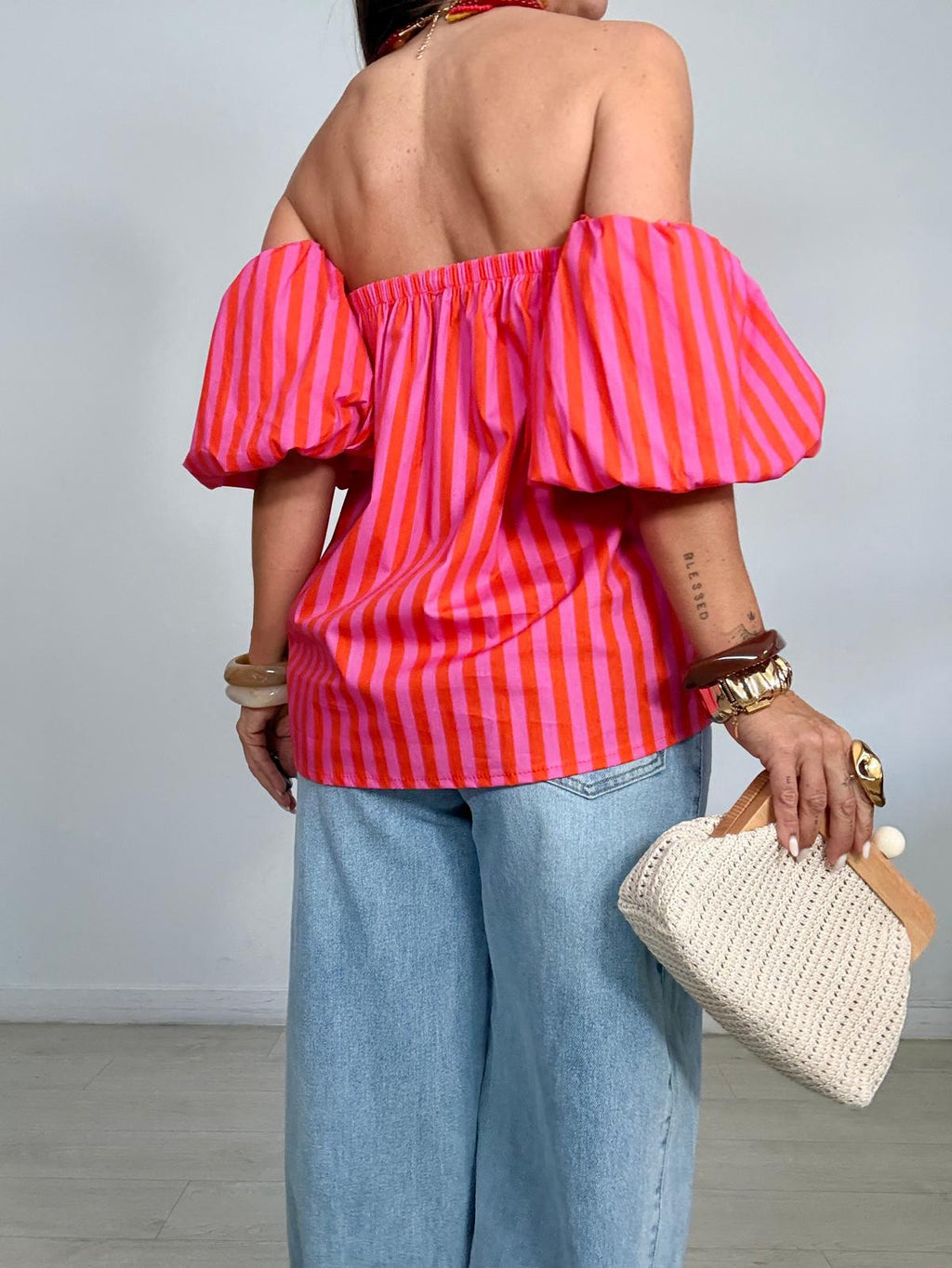 BLUSA RAYAS MANGAS GLOBO