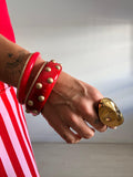 JUEGO DE 4 PULSERAS ROJO & DORADO