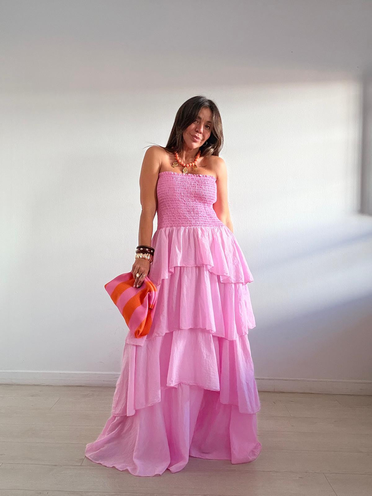 VESTIDO LARGO VOLANTES