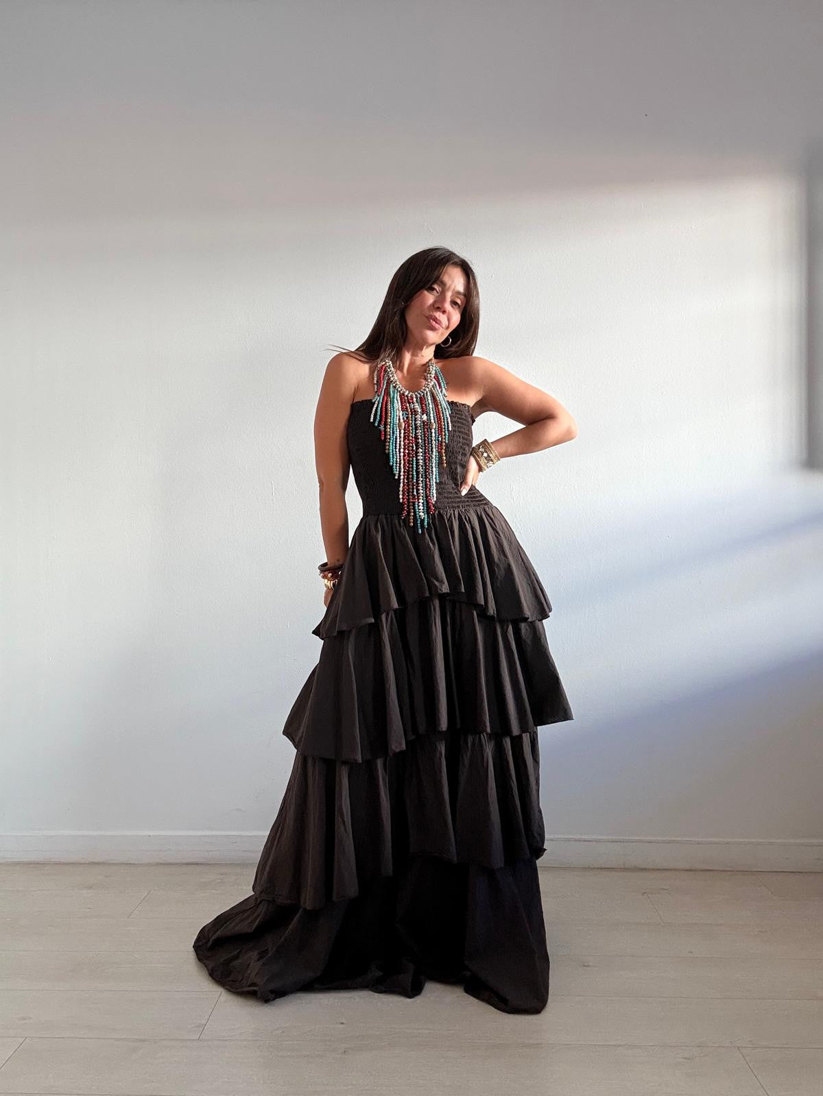 VESTIDO LARGO VOLANTES