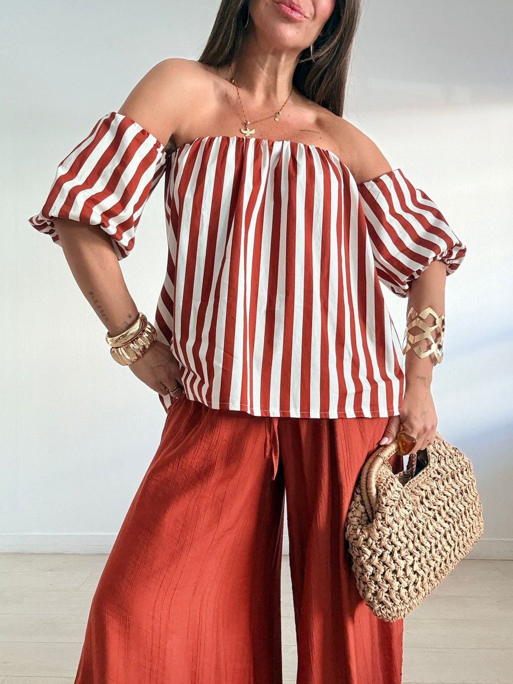 BLUSA RAYAS MANGAS GLOBO