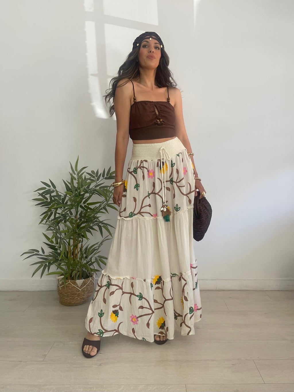 FALDA LARGA FLORECITAS