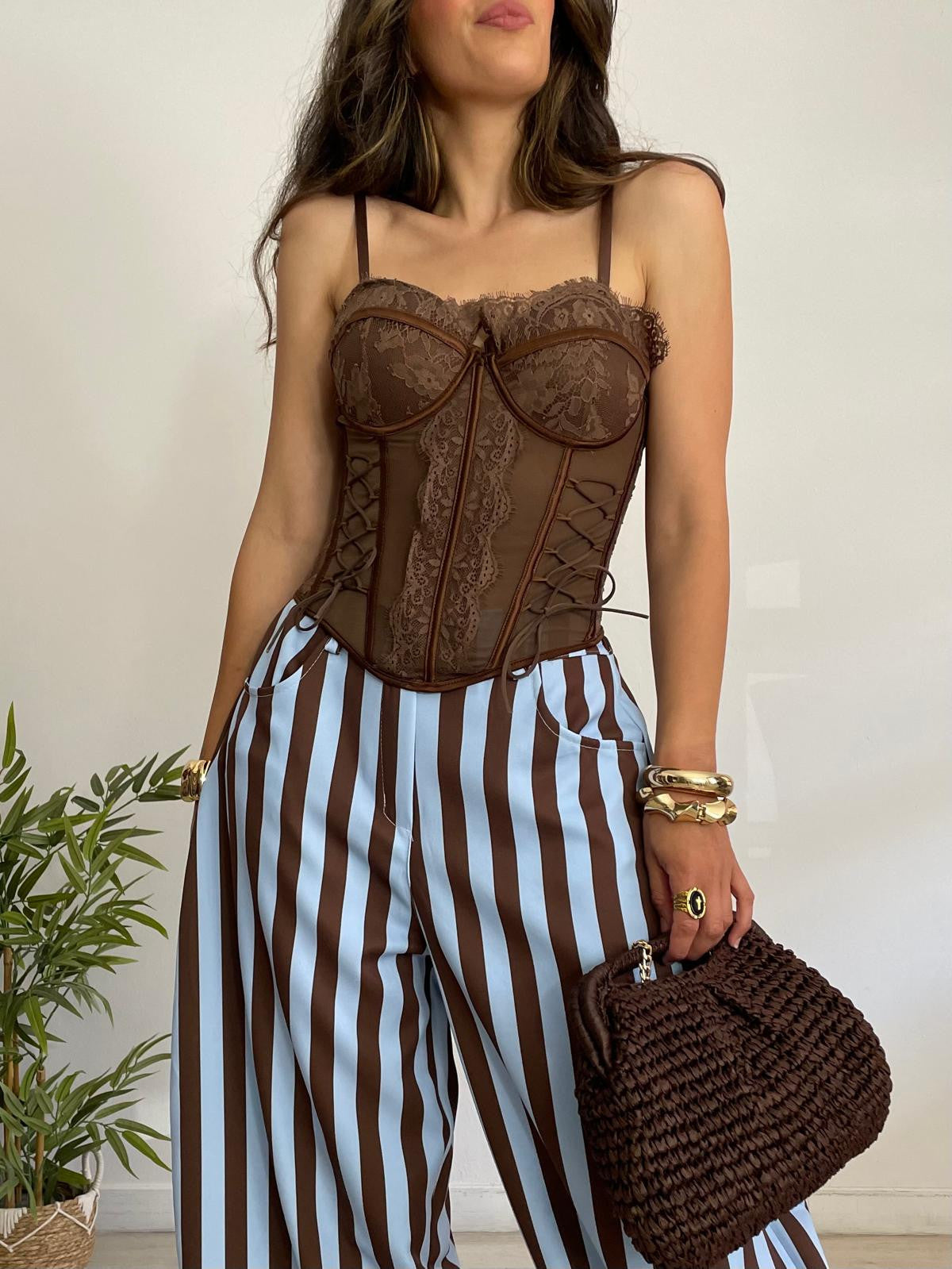 CORSET ENCAJE + CUERDAS LATERALES