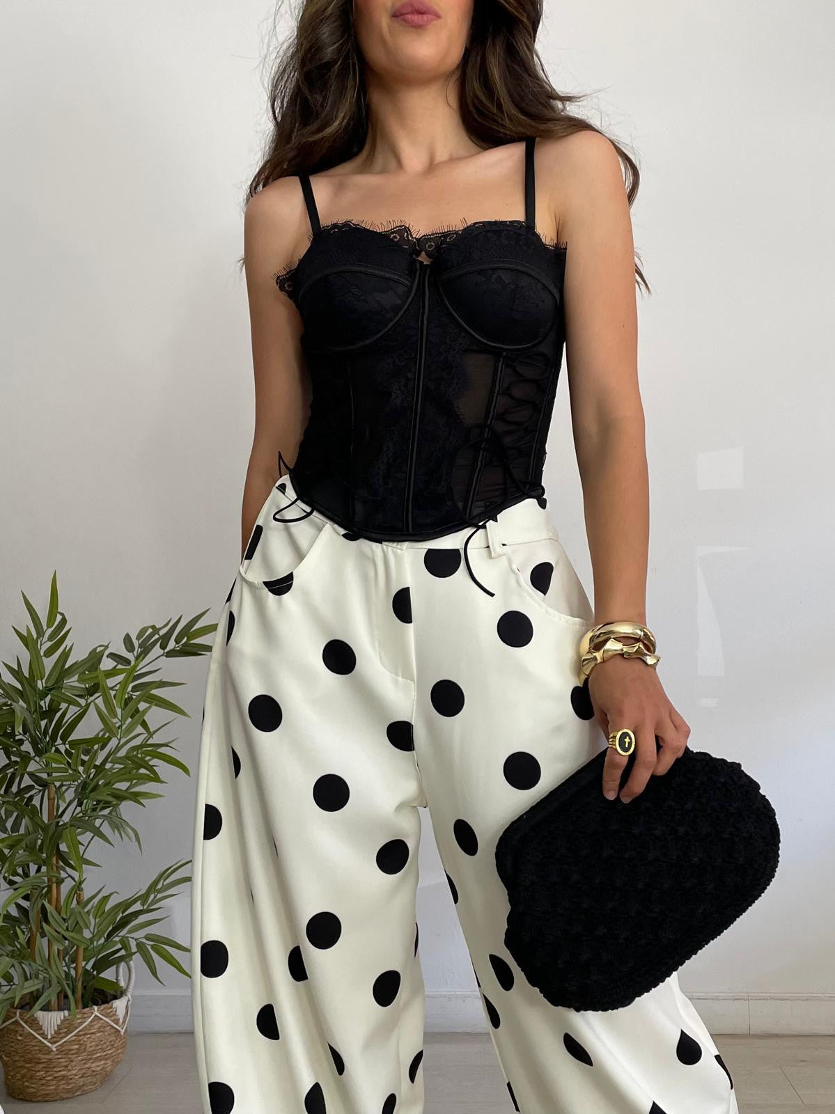 CORSET ENCAJE + CUERDAS LATERALES