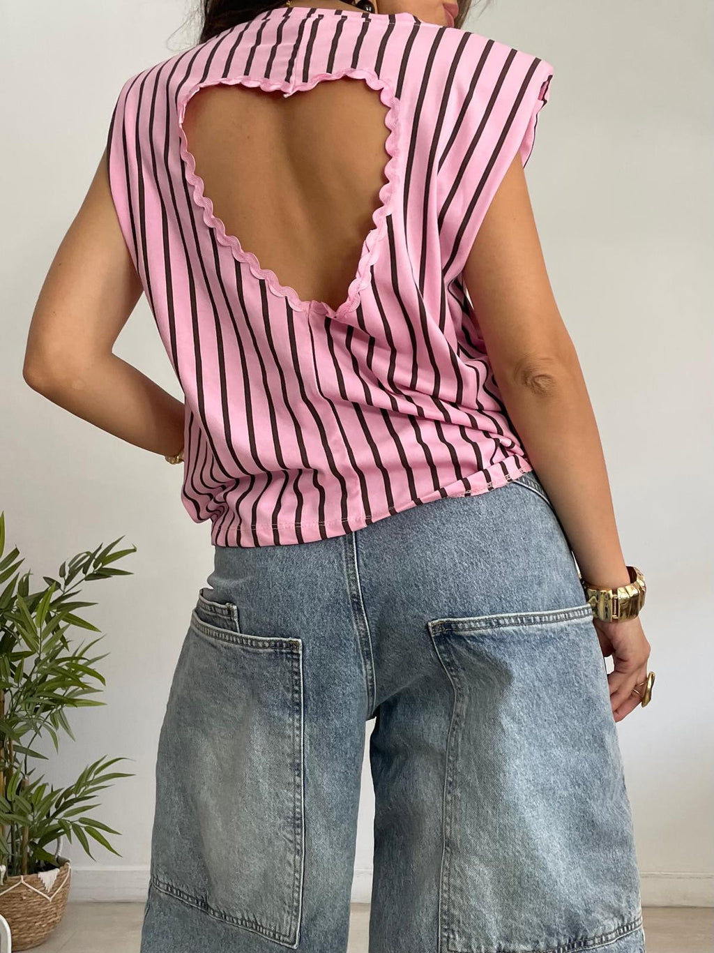 CAMISETA RAYAS CORAZÓN ESPALDA