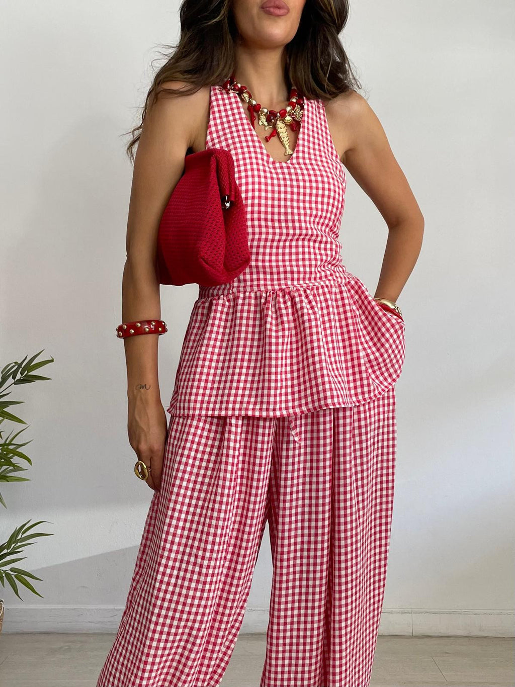 PANTALÓN BOMBACHO CUADRITOS