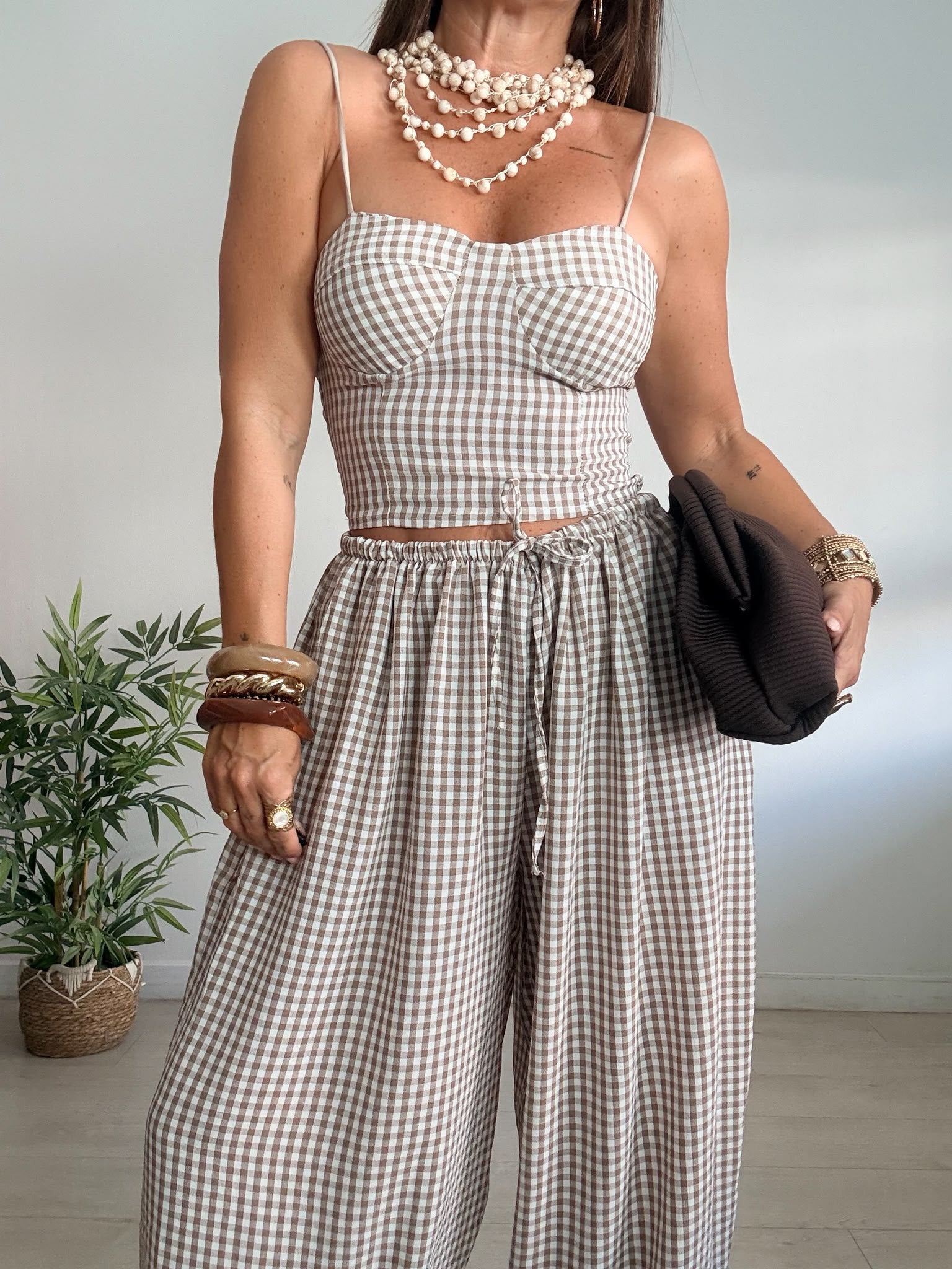 CONJUNTO TOP CASCOS & PANTALÓN VICHY