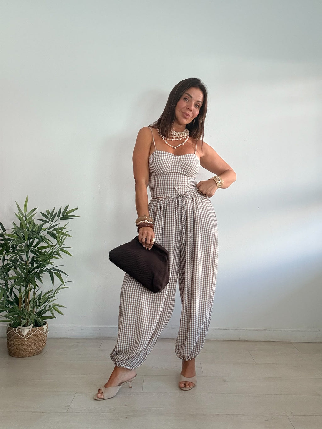 CONJUNTO TOP CASCOS & PANTALÓN VICHY