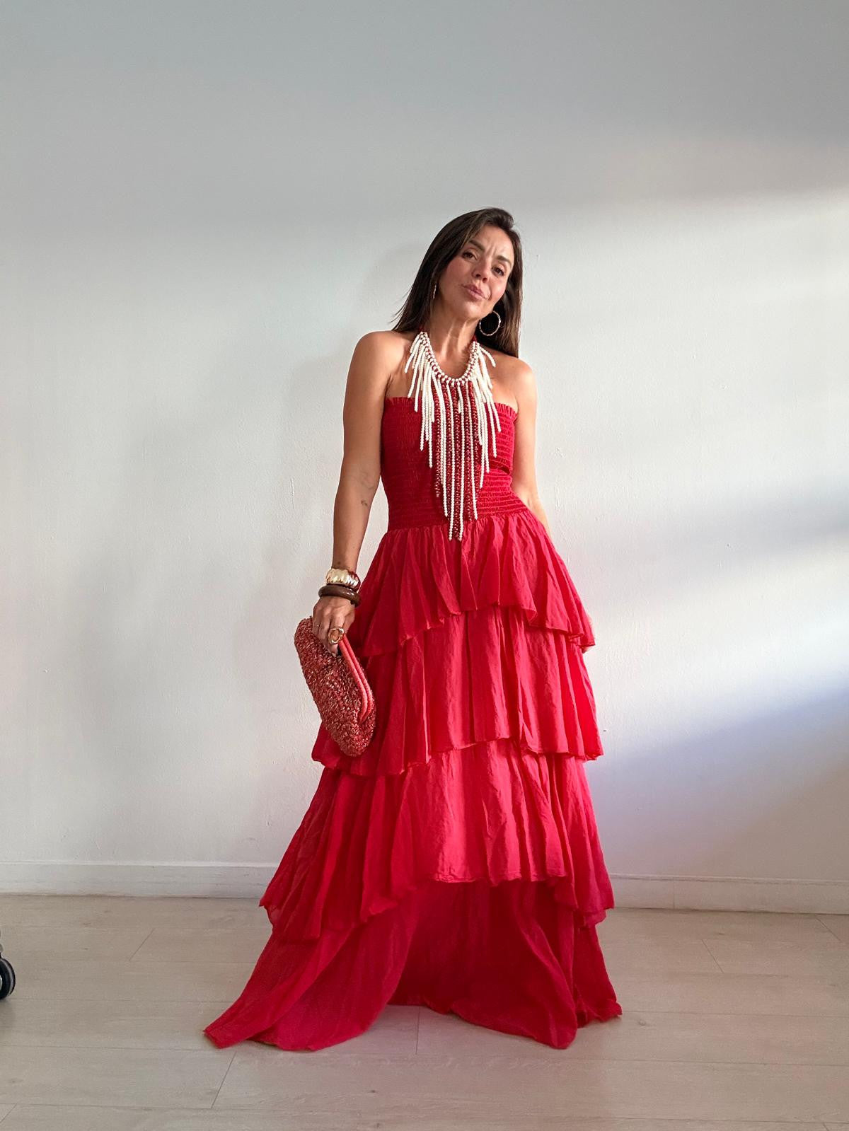 VESTIDO LARGO VOLANTES