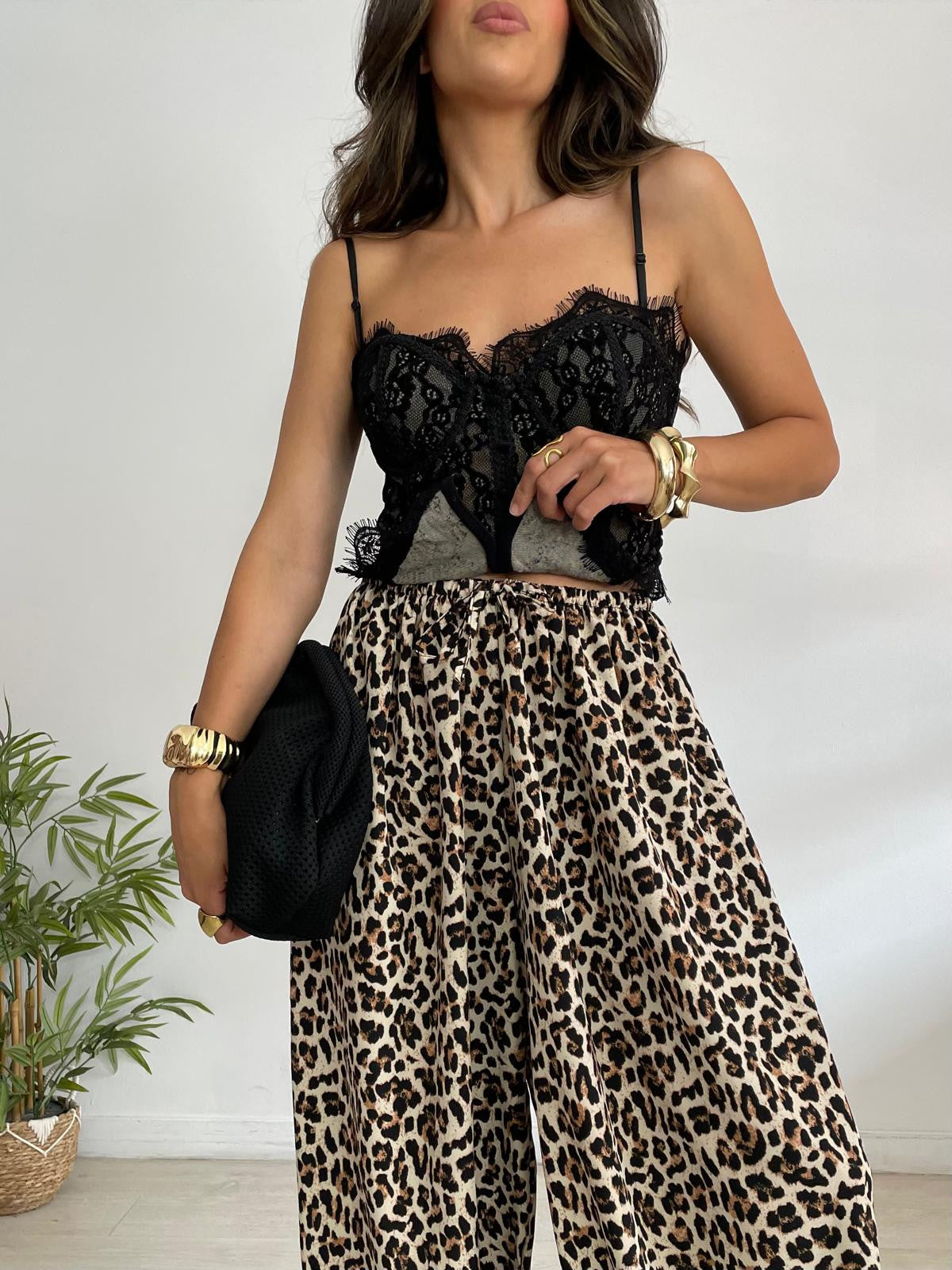 PANTALÓN BOMBACHO SATINADO LEOPARDO