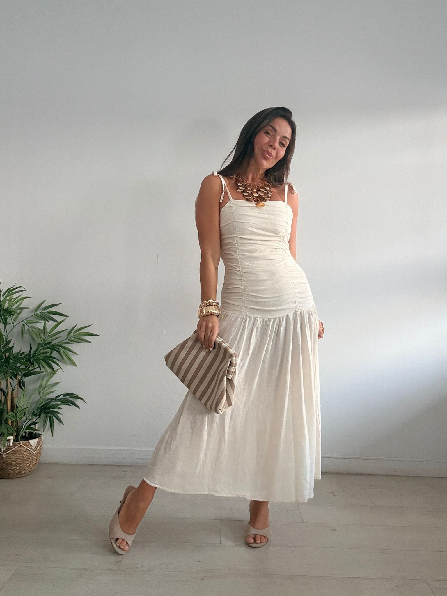 VESTIDO LARGO DRAPEADO