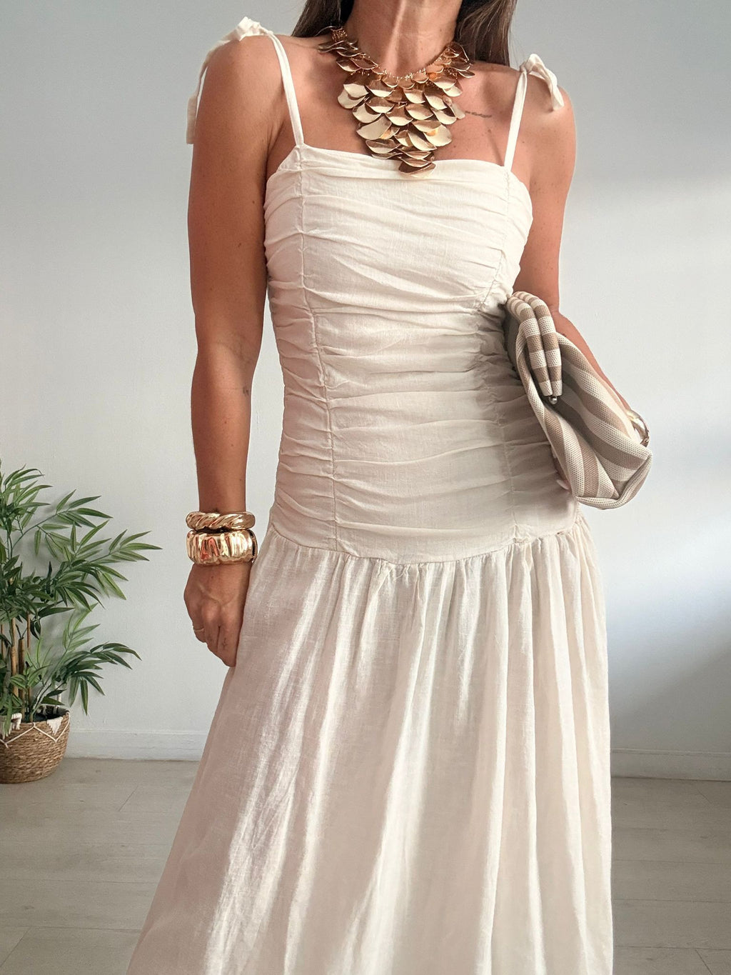 VESTIDO LARGO DRAPEADO