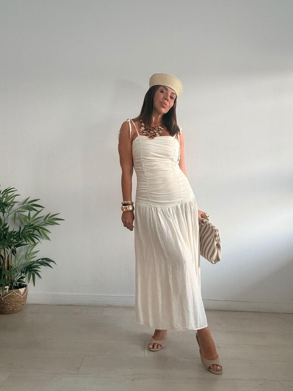 VESTIDO LARGO DRAPEADO