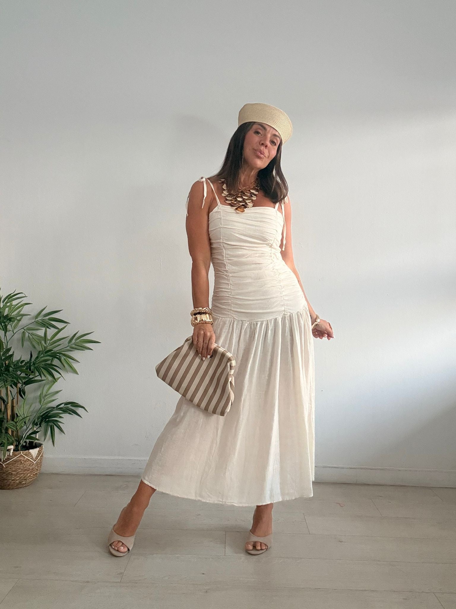 VESTIDO LARGO DRAPEADO
