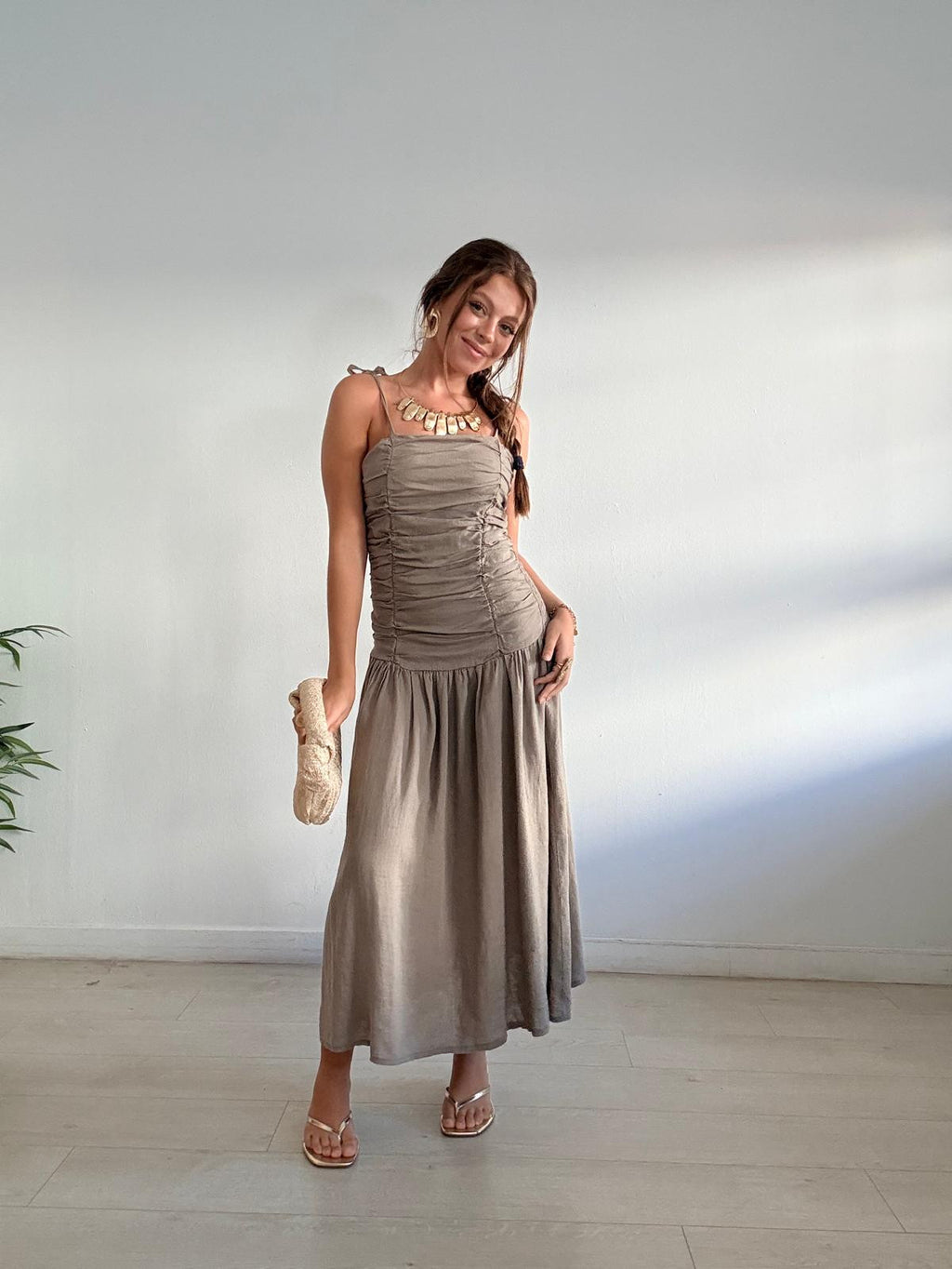 VESTIDO LARGO DRAPEADO