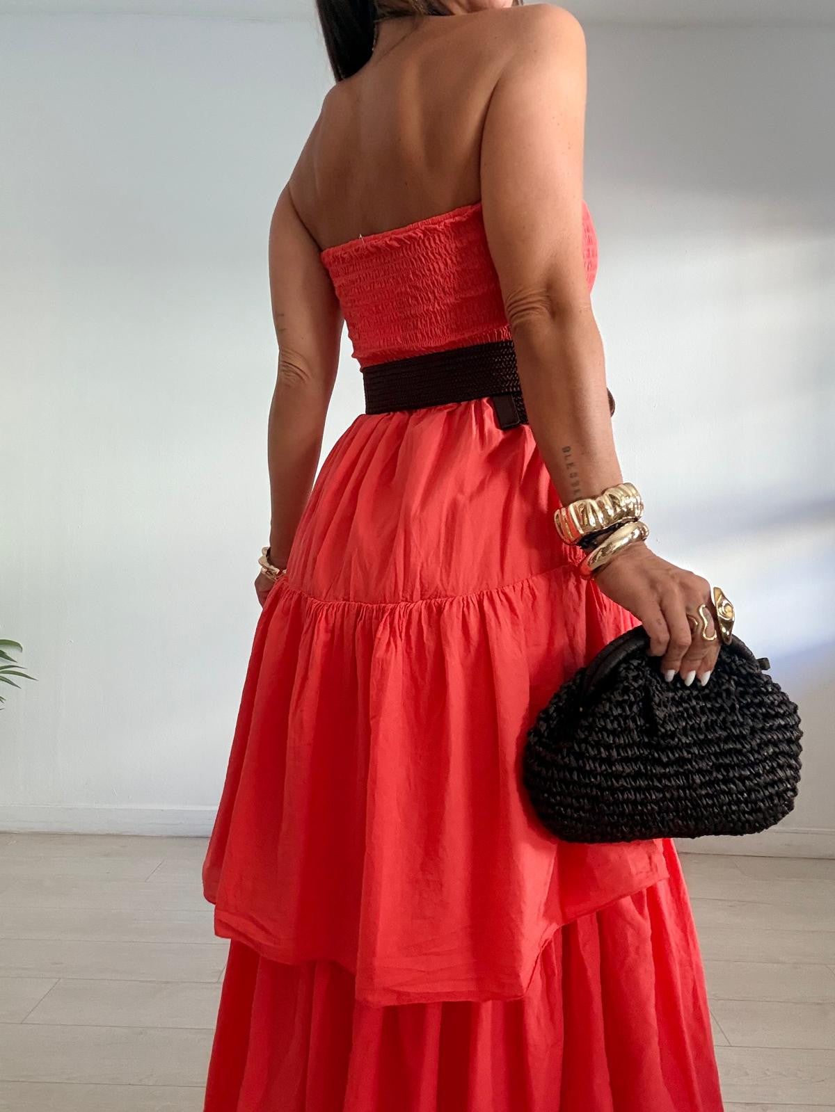 VESTIDO PALABRA DE HONOR VOLANTES