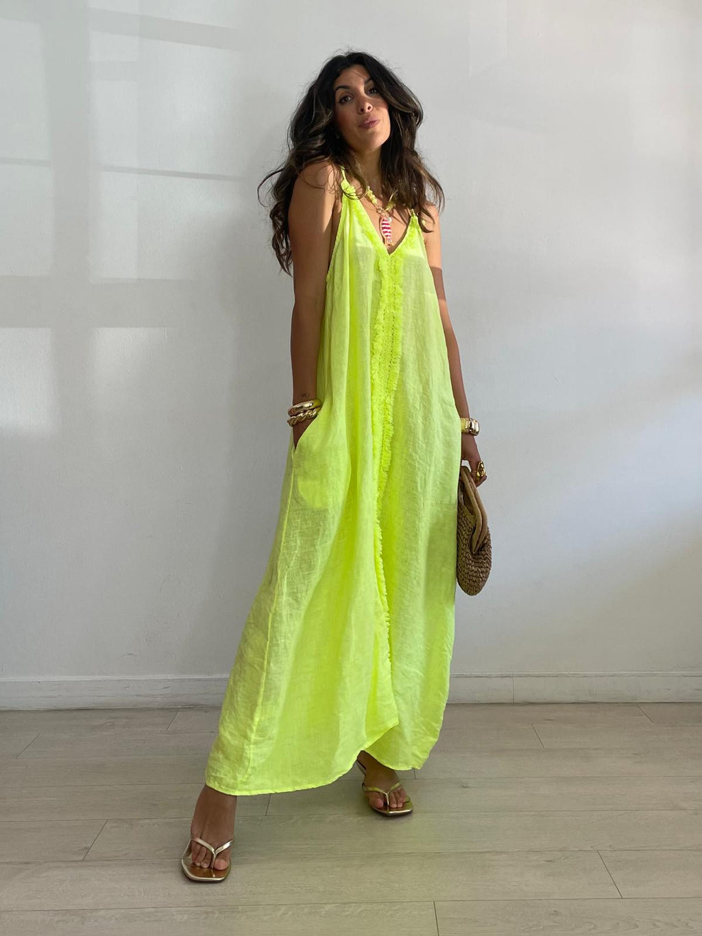 VESTIDO LINO TIRANTES REGULABLES