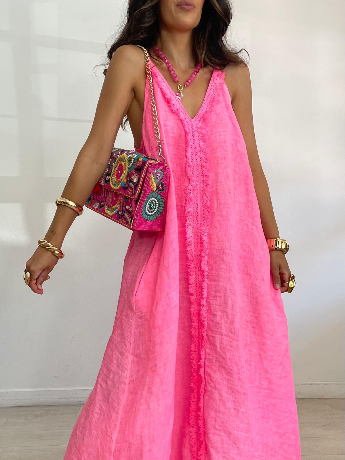 VESTIDO LINO TIRANTES REGULABLES