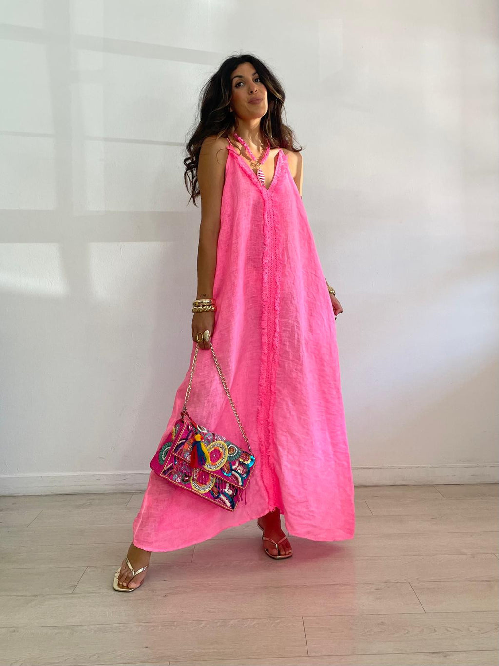 VESTIDO LINO TIRANTES REGULABLES
