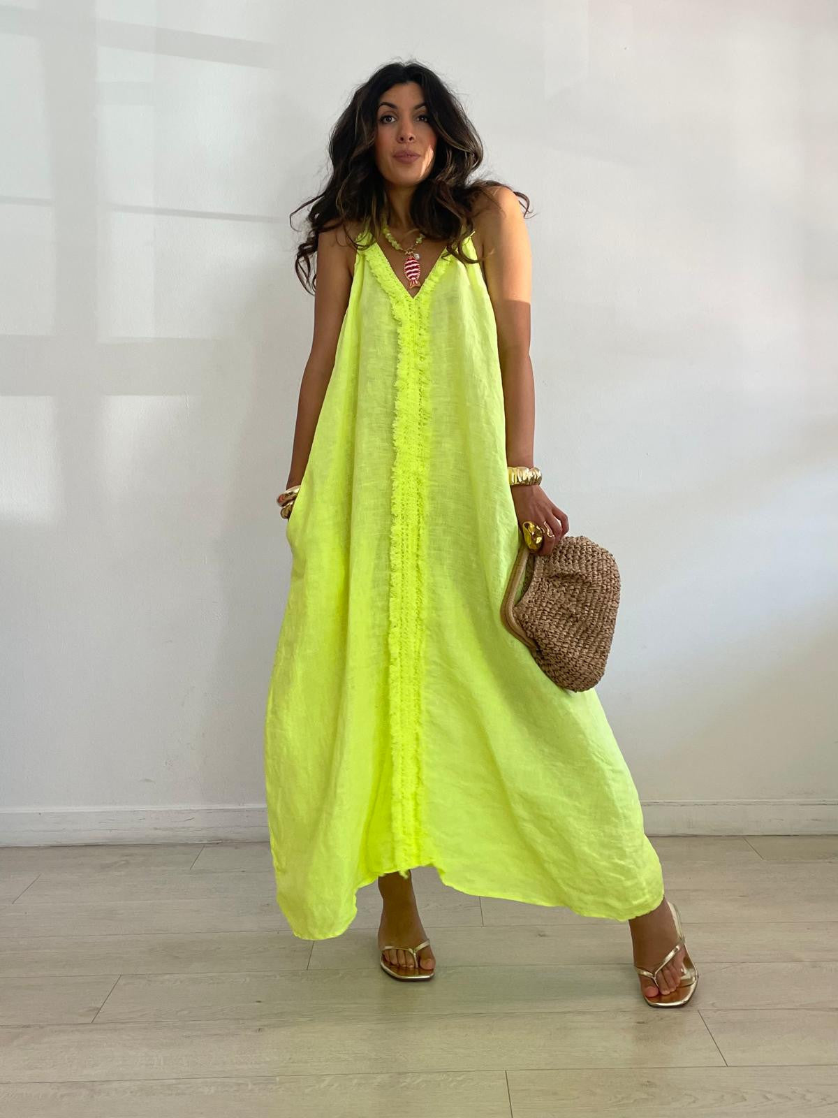 VESTIDO LINO TIRANTES REGULABLES