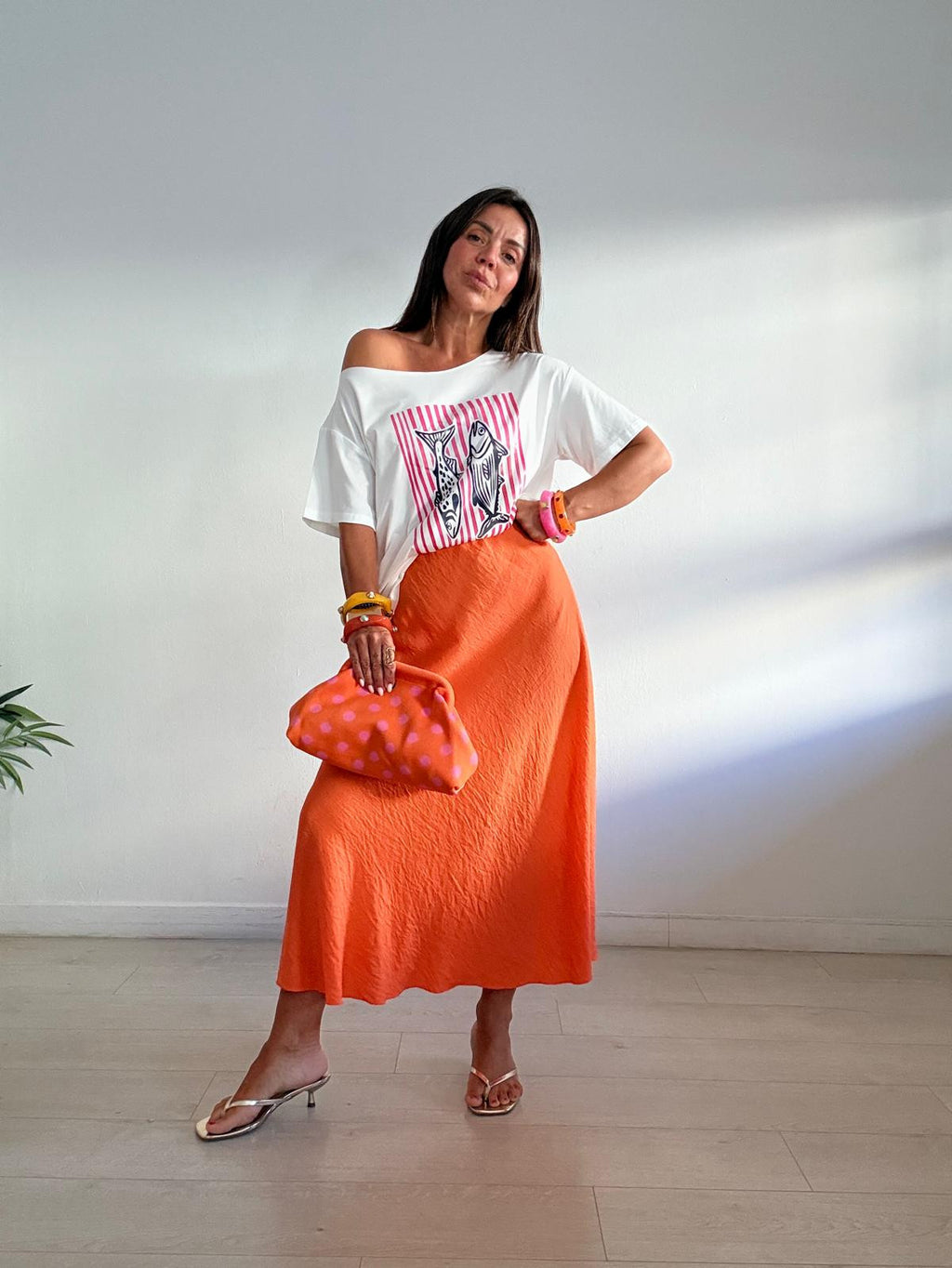 FALDA EFECTO LINO SANTORINI