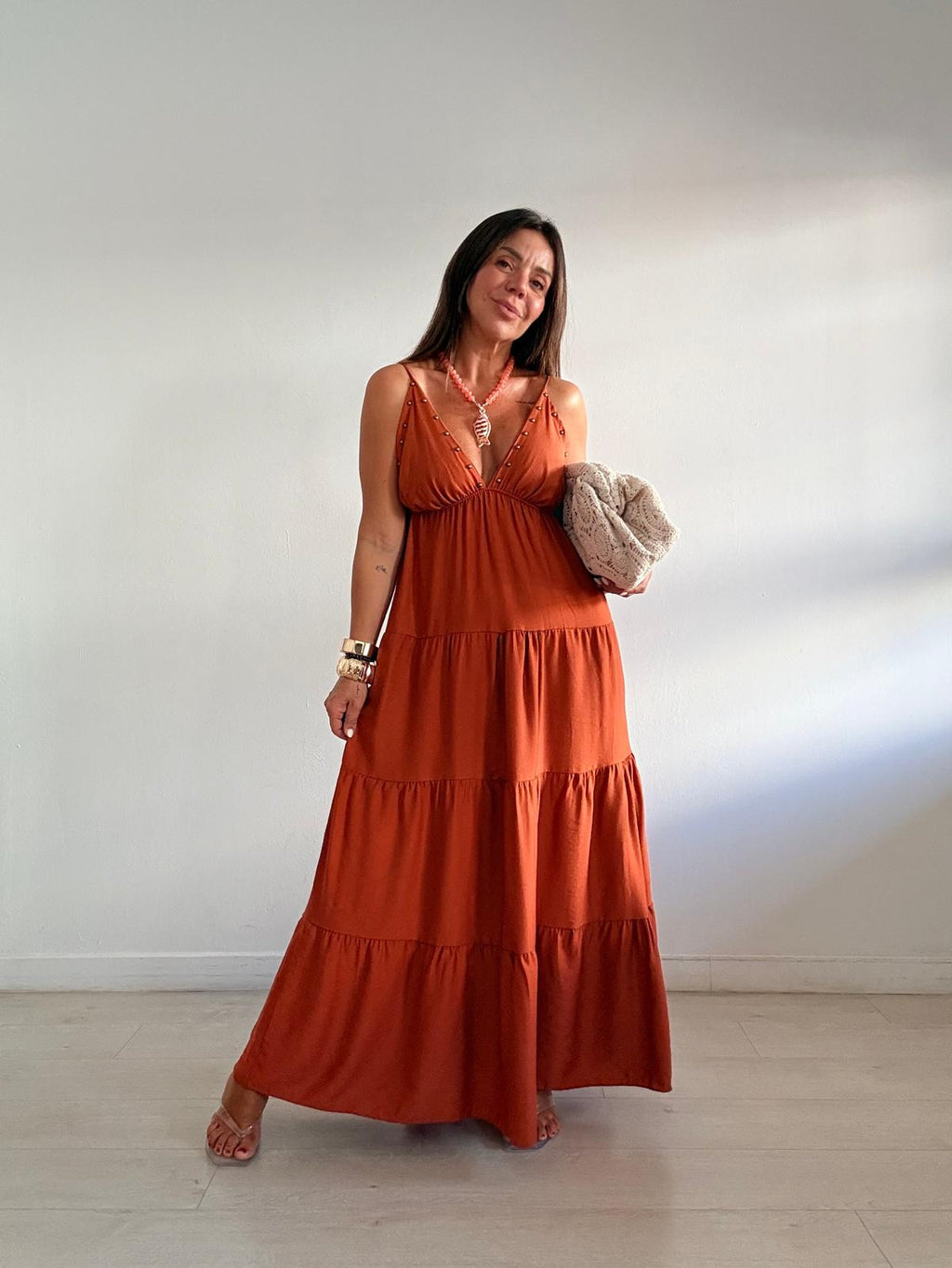 VESTIDO LARGO TACHITAS PECHO