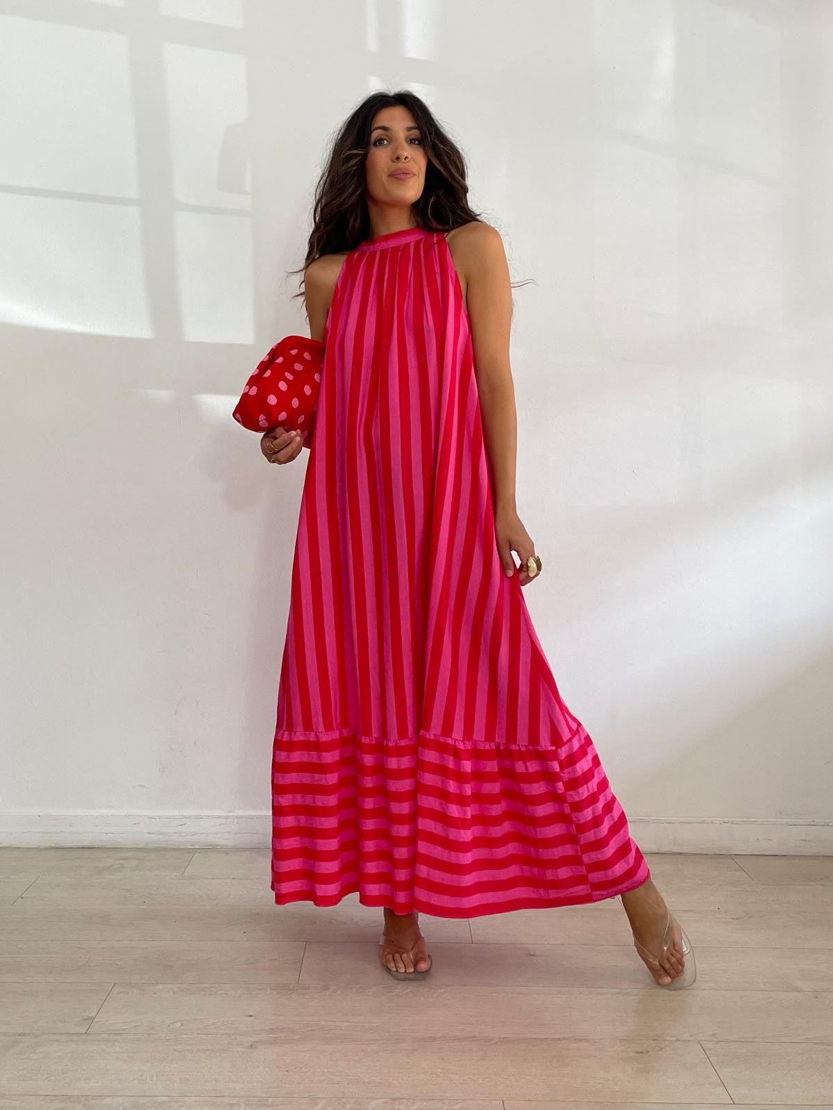 VESTIDO RAYAS EFECTO LINO