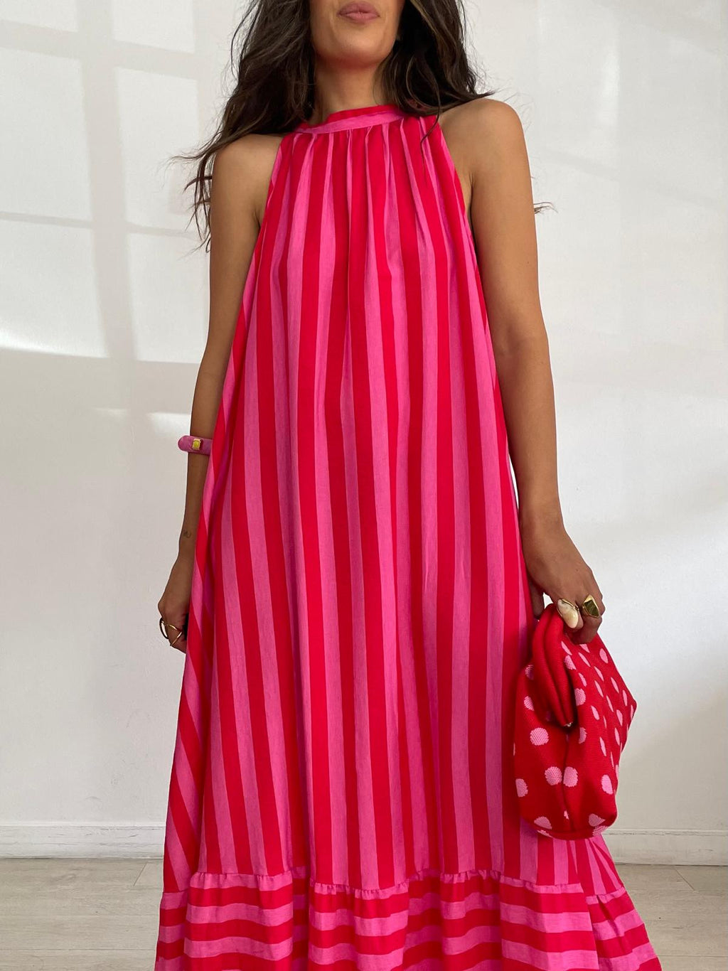 VESTIDO RAYAS EFECTO LINO
