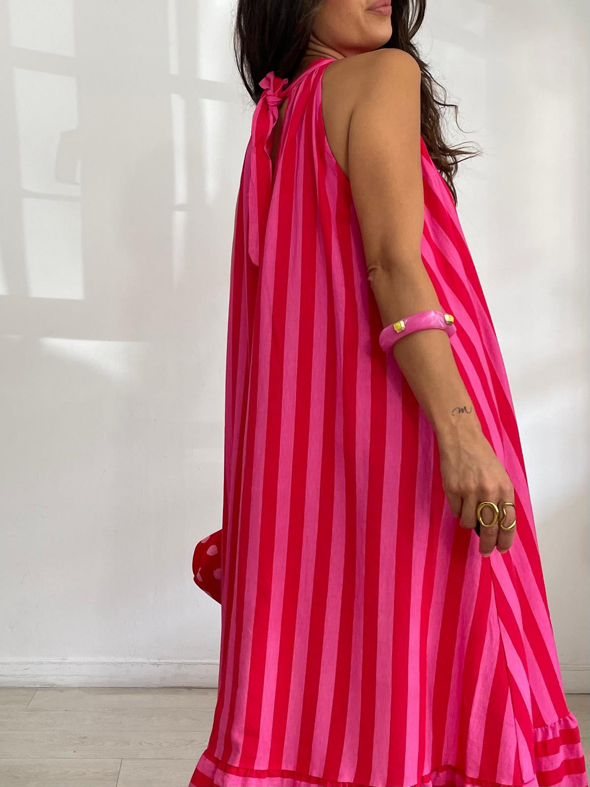 VESTIDO RAYAS EFECTO LINO