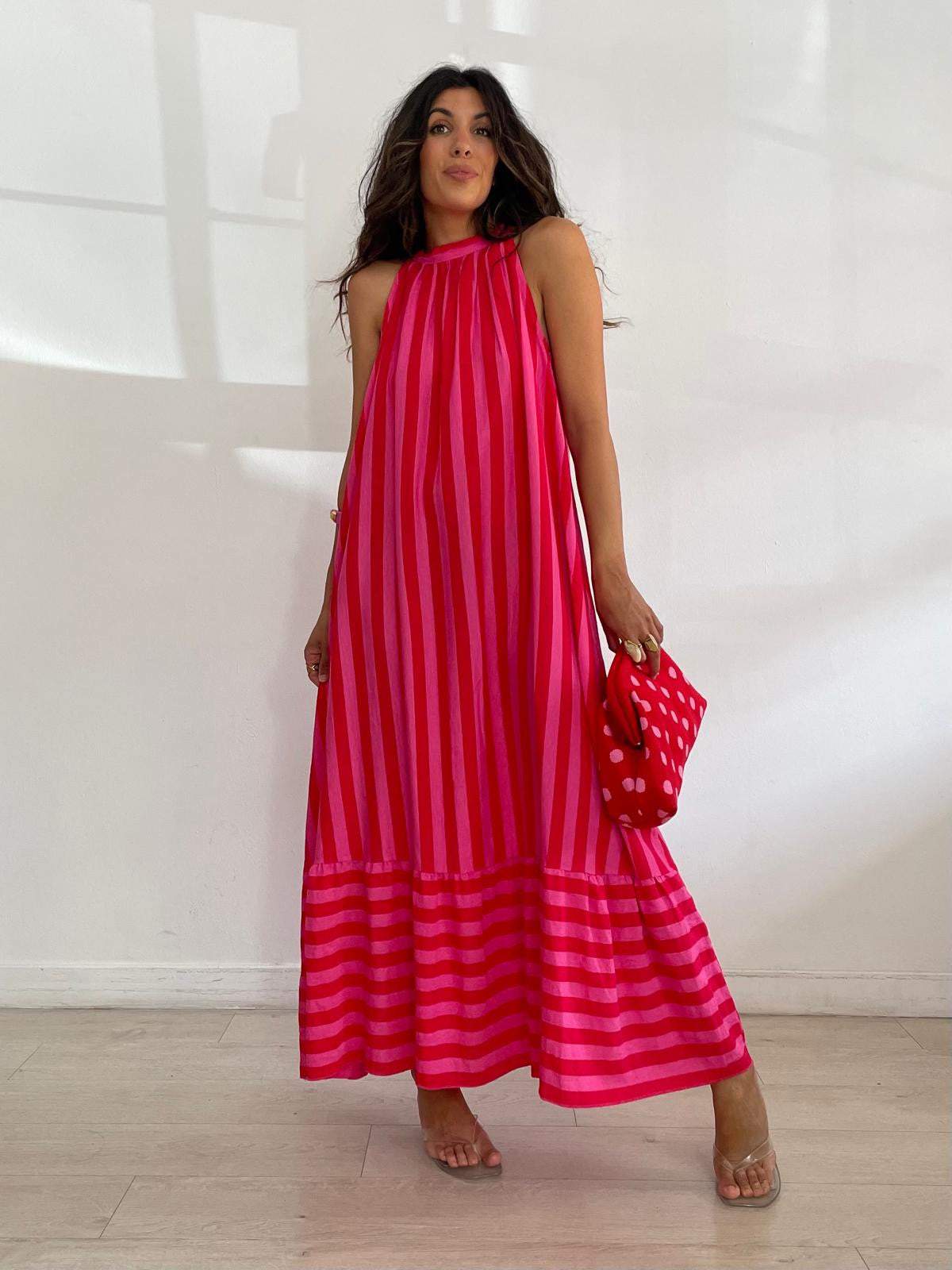VESTIDO RAYAS EFECTO LINO