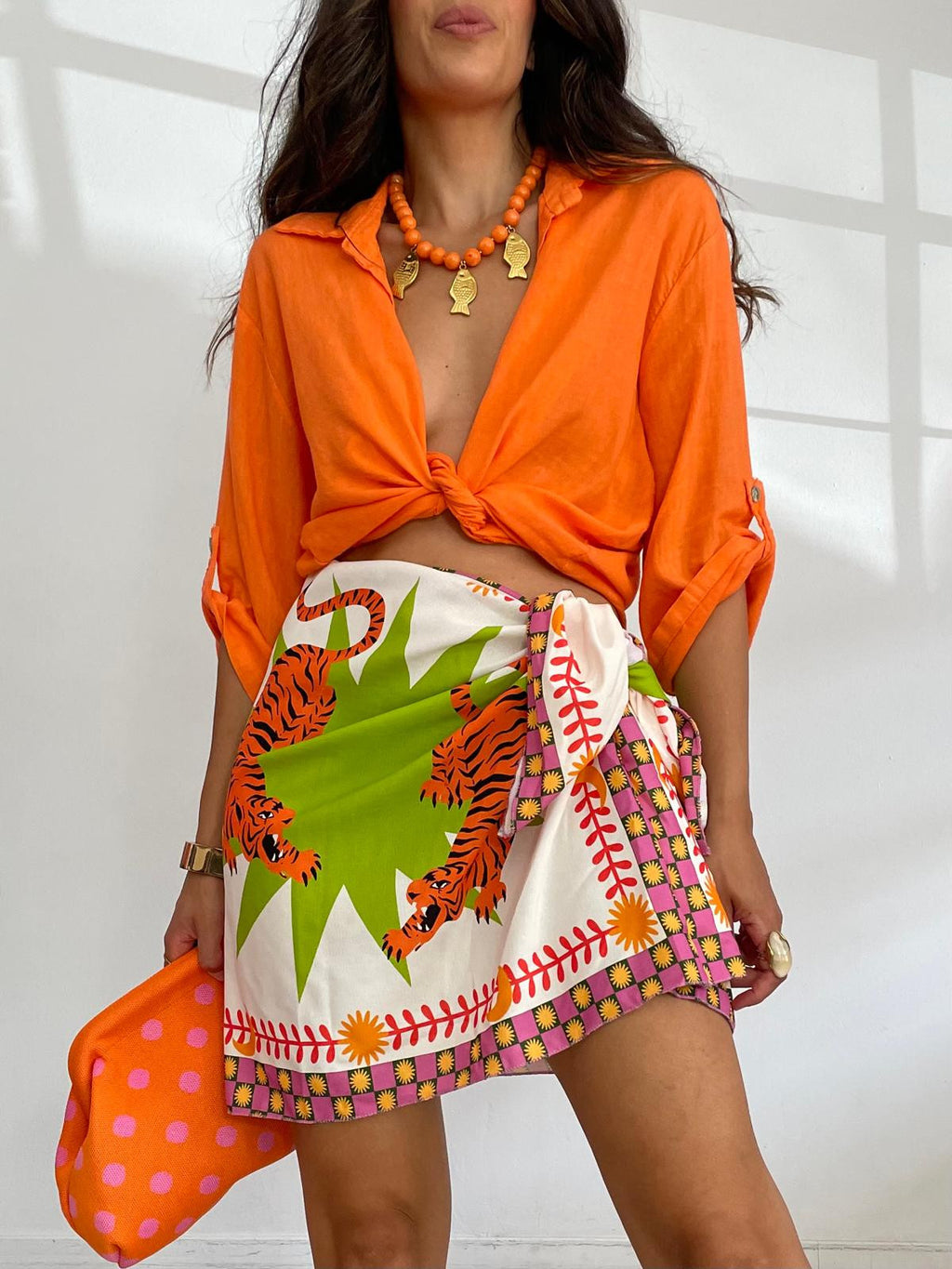 BLUSA ABOTONADA ANUDADA LINO