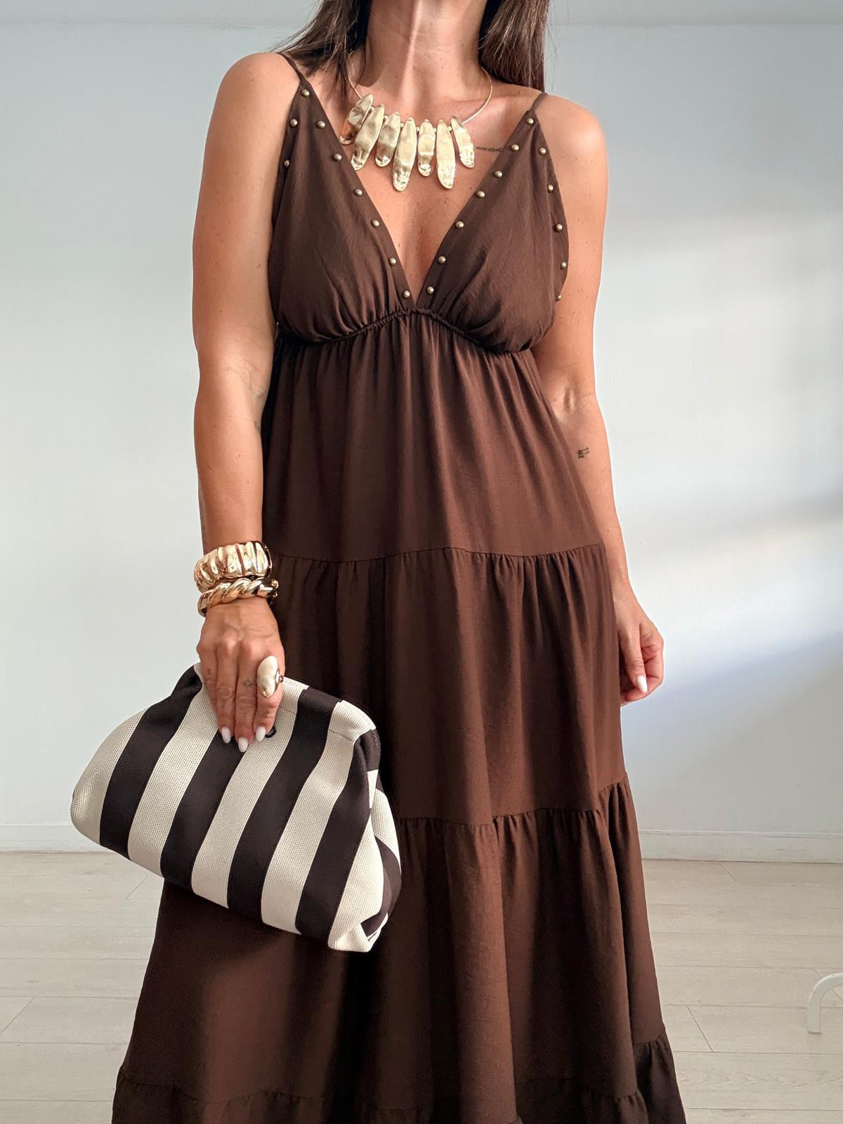 VESTIDO LARGO TACHITAS PECHO