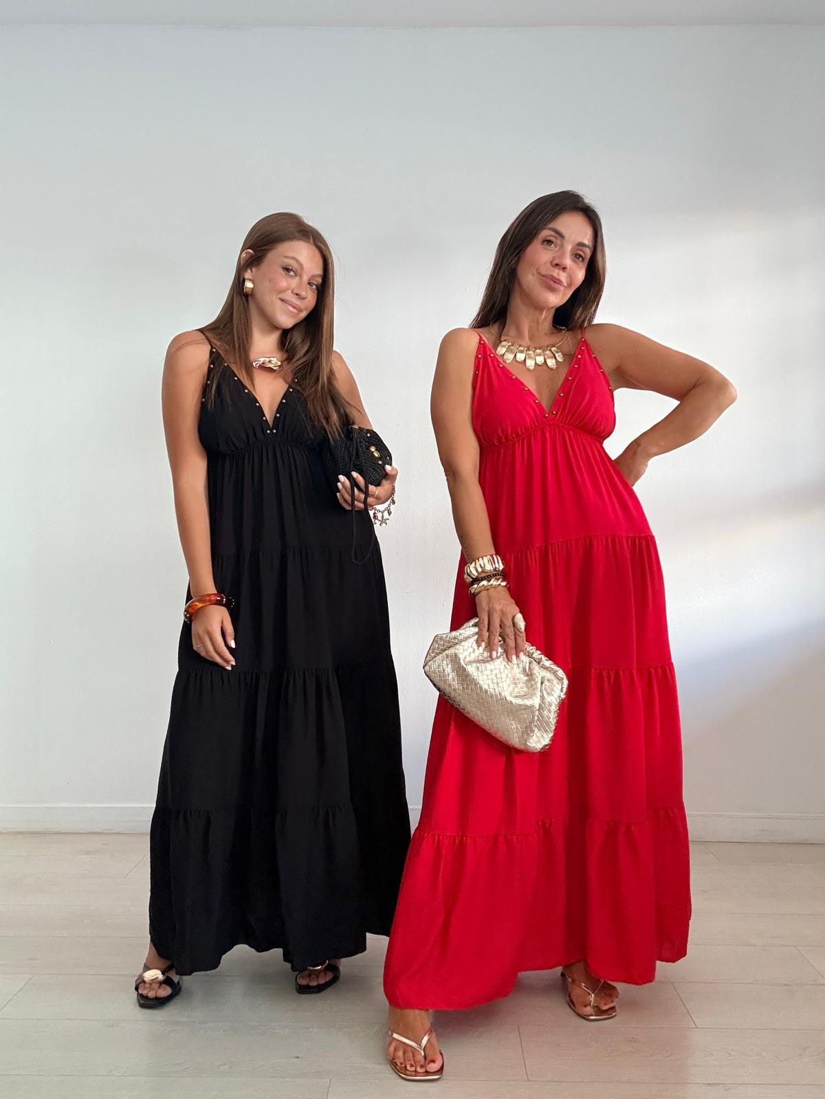 VESTIDO LARGO TACHITAS PECHO