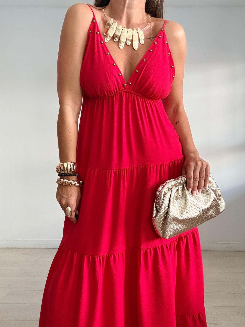 VESTIDO LARGO TACHITAS PECHO