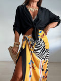 FALDA LARGA LICRA ZEBRA AMARILLA/NEGRA
