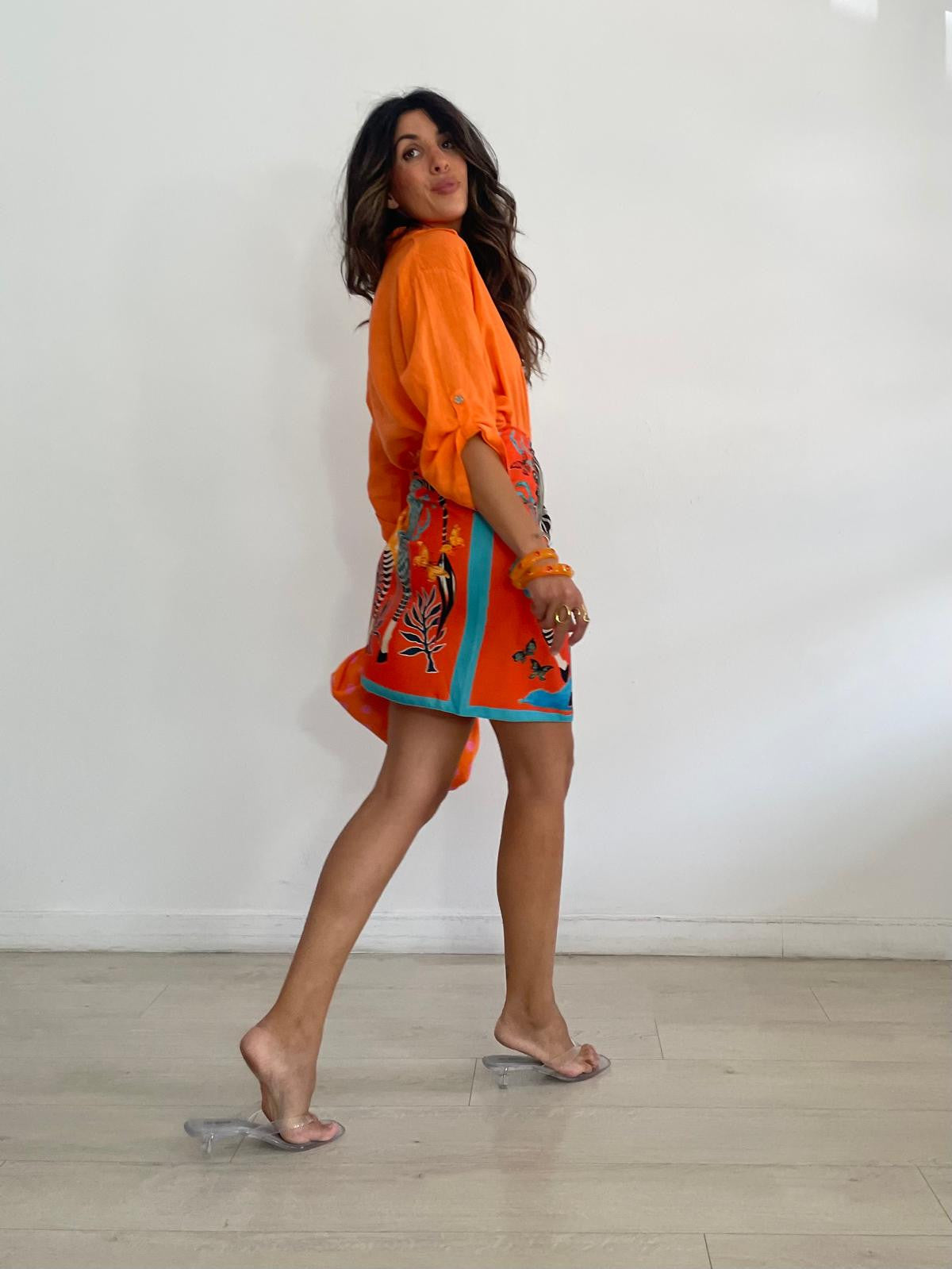 FALDA LAZADA ZEBRA NARANJA